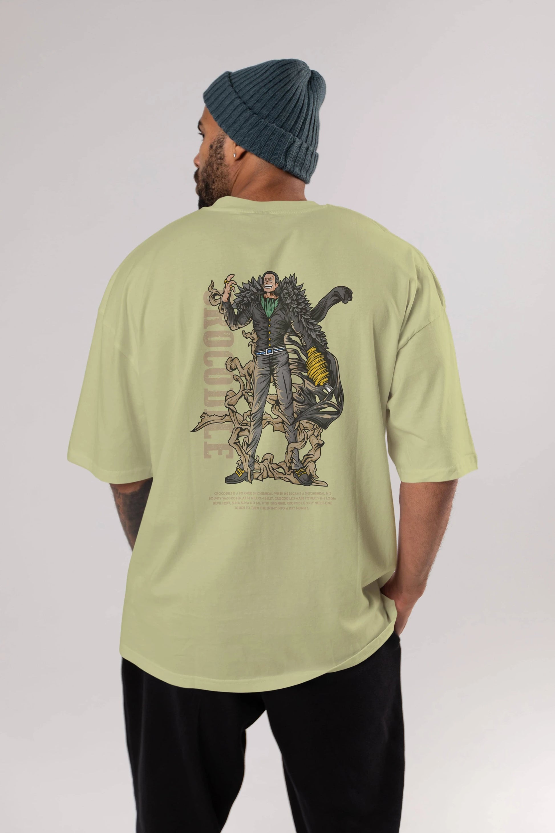 Crocodile Anime Arka Baskılı Oversize t-shirt Erkek Kadın Unisex