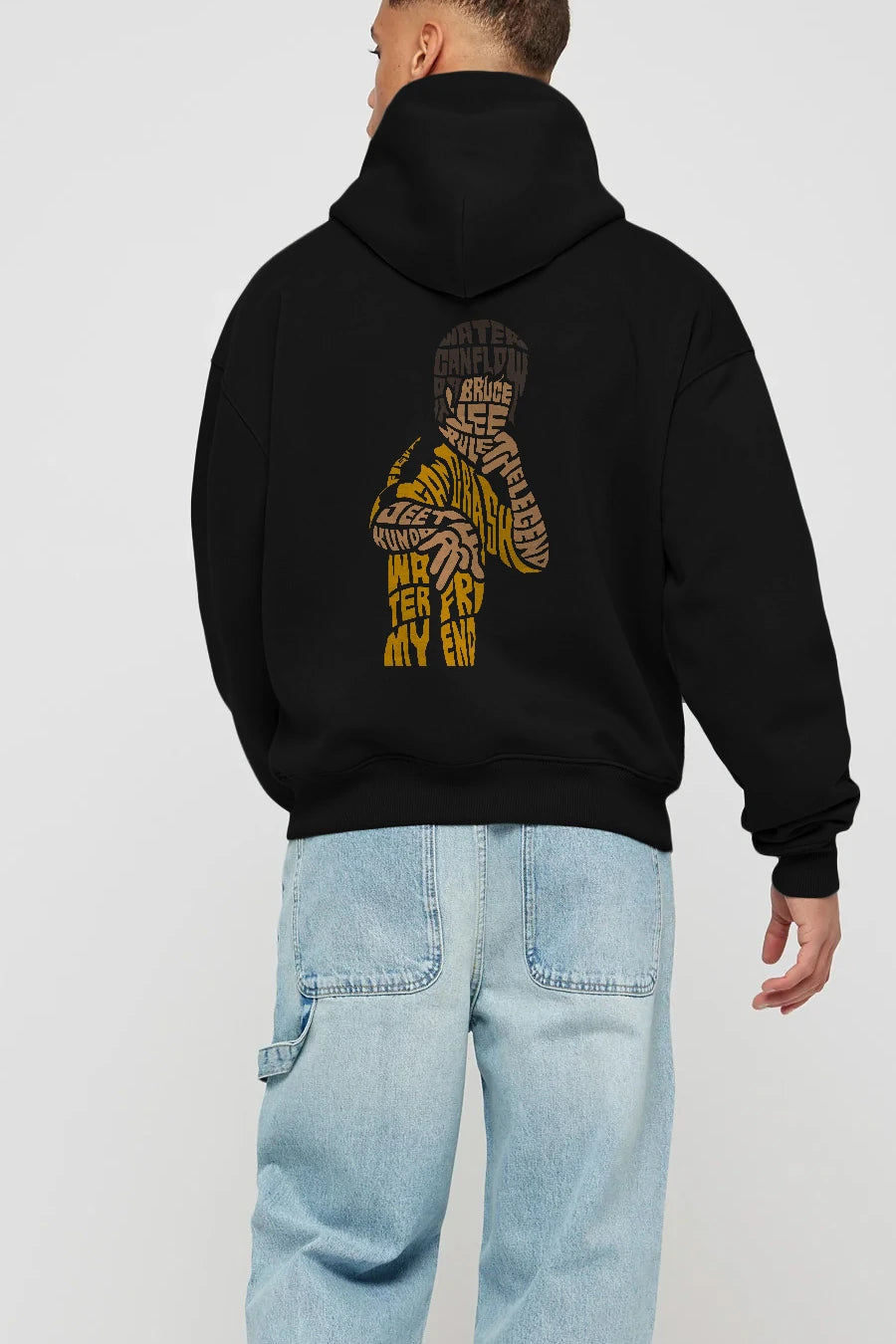 Bruce Lee Arka Baskılı Hoodie Oversize Kapüşonlu Sweatshirt Erkek Kadın Unisex