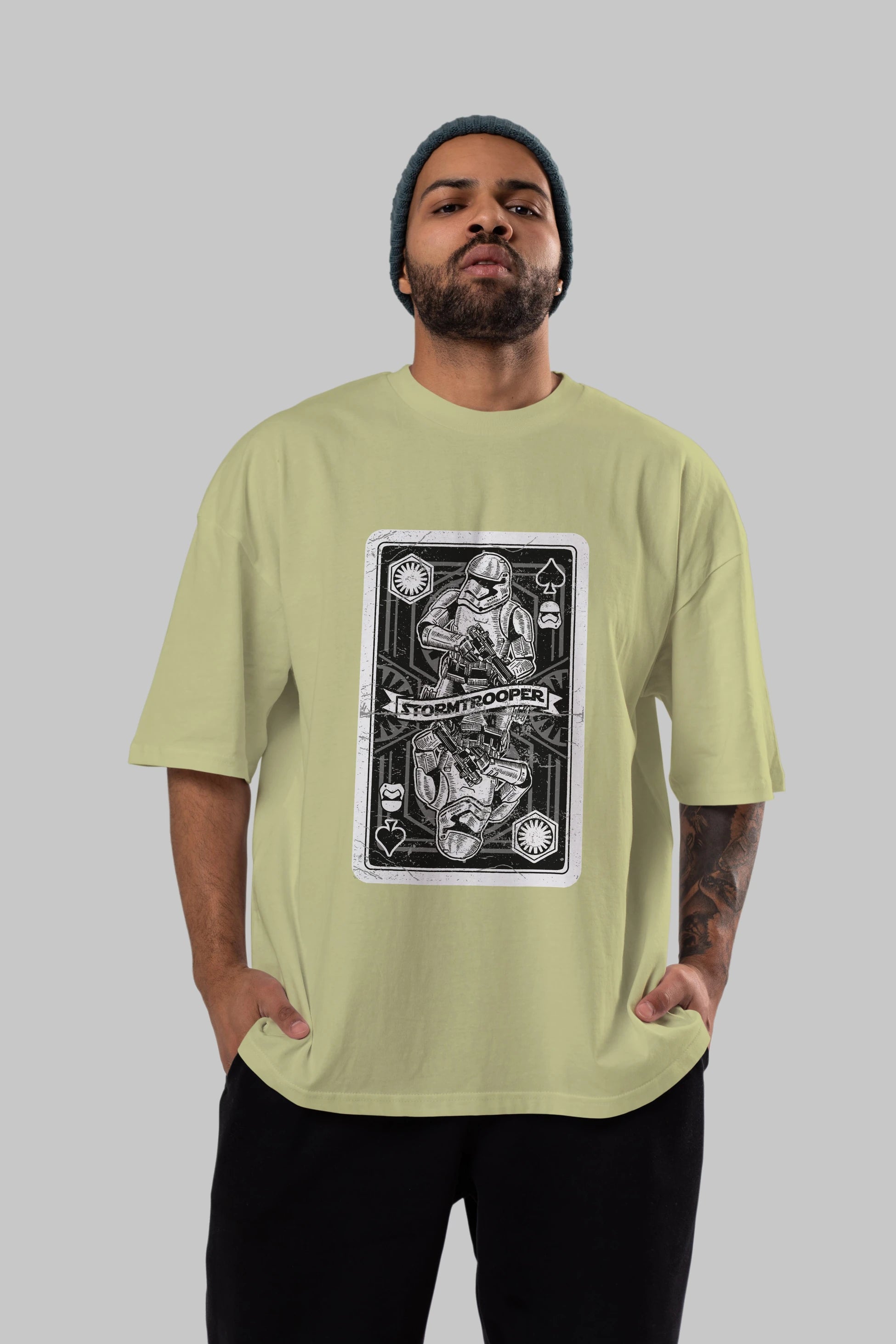 Stormtrooper Playing Card Ön Baskılı Oversize t-shirt Erkek Kadın Unisex %100 Pamuk tişort