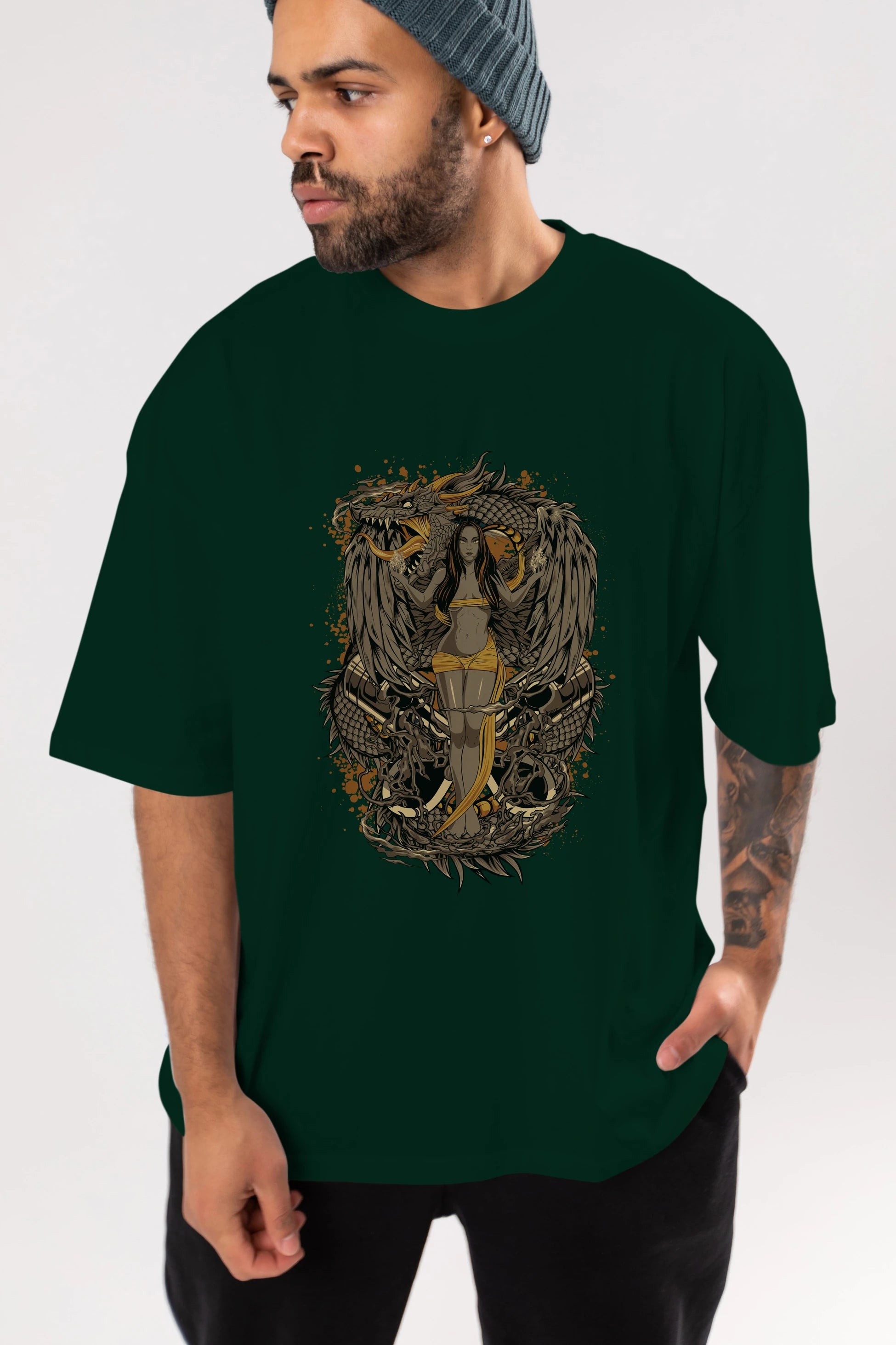 TRIBAL (3) Anime Ön Baskılı Oversize t-shirt %100 pamuk Erkek Kadın Unisex