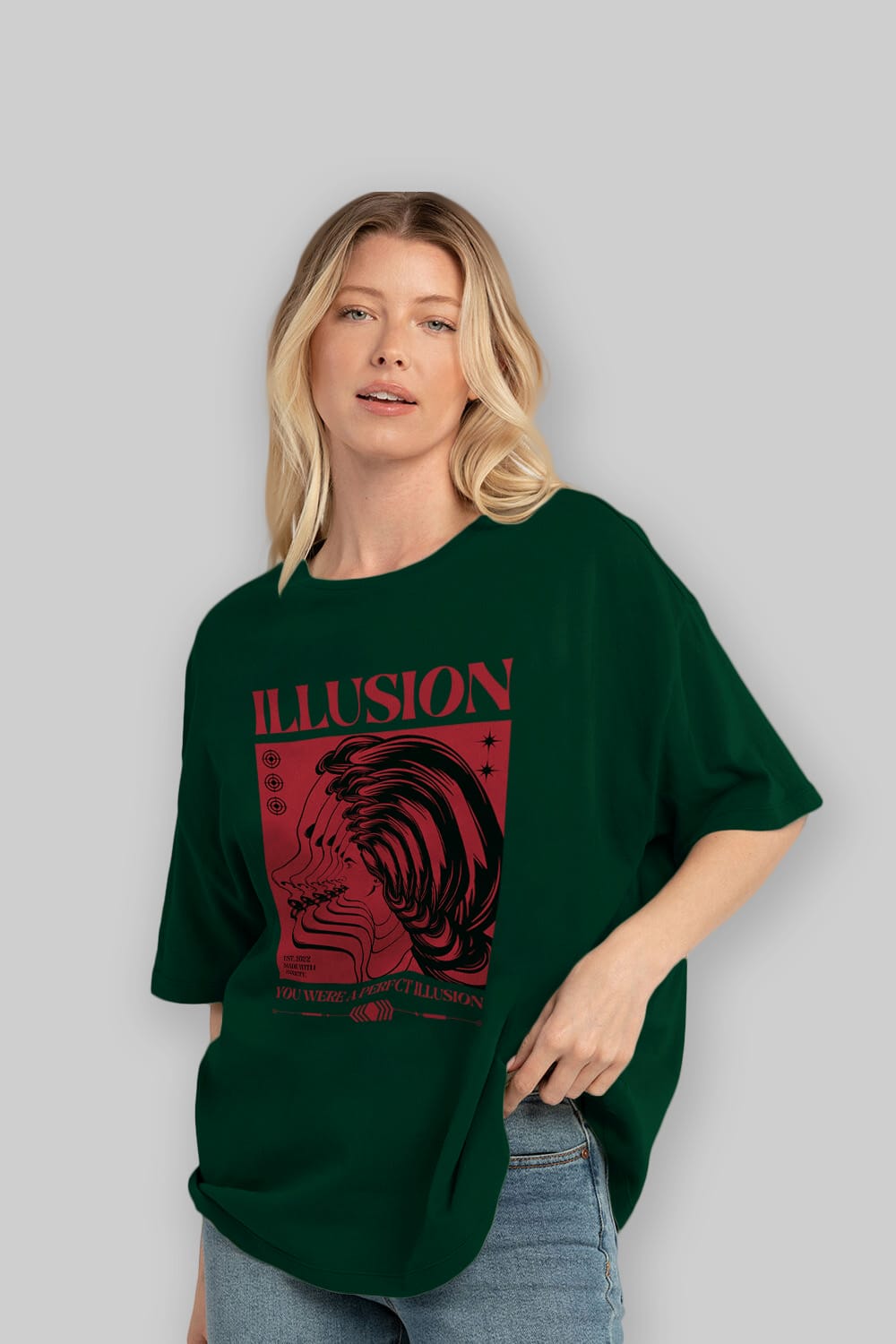 Illusion Streetwear Ön Baskılı Oversize t-shirt Erkek Kadın Unisex