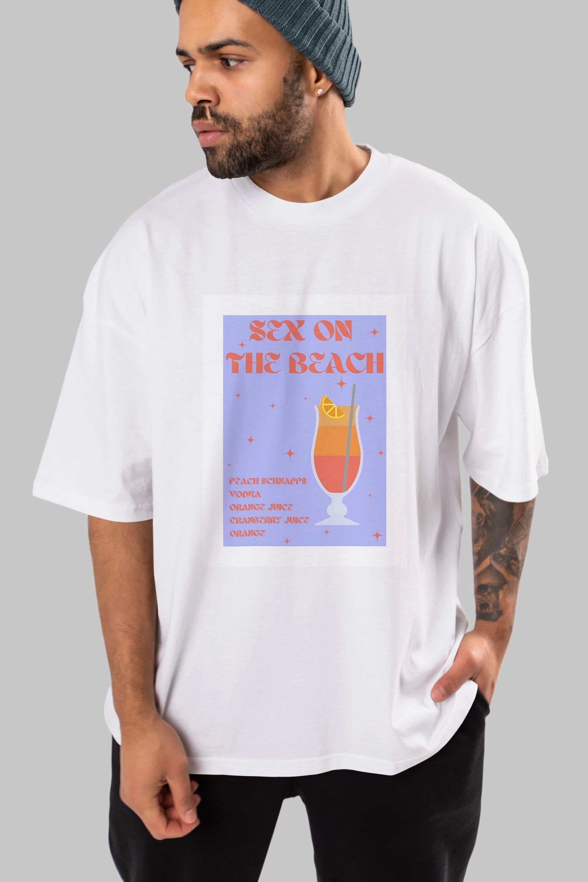 Sex On The Beach Ön Baskılı Oversize t-shirt Erkek Kadın Unisex %100 Pamuk Bisiklet Yaka tişort