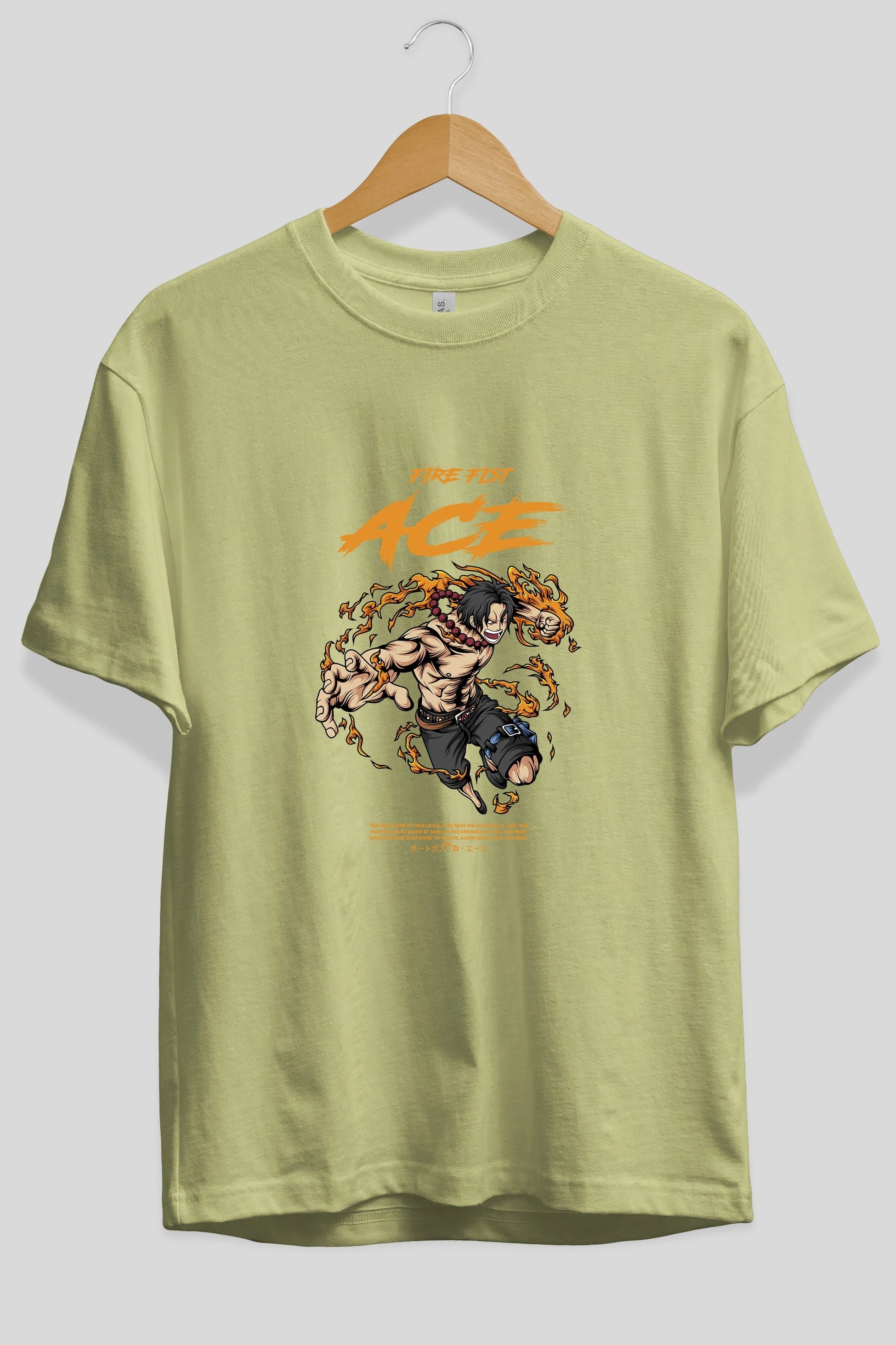 Fire Fist Ace Anime Ön Baskılı Oversize t-shirt %100 pamuk Erkek Kadın Unisex
