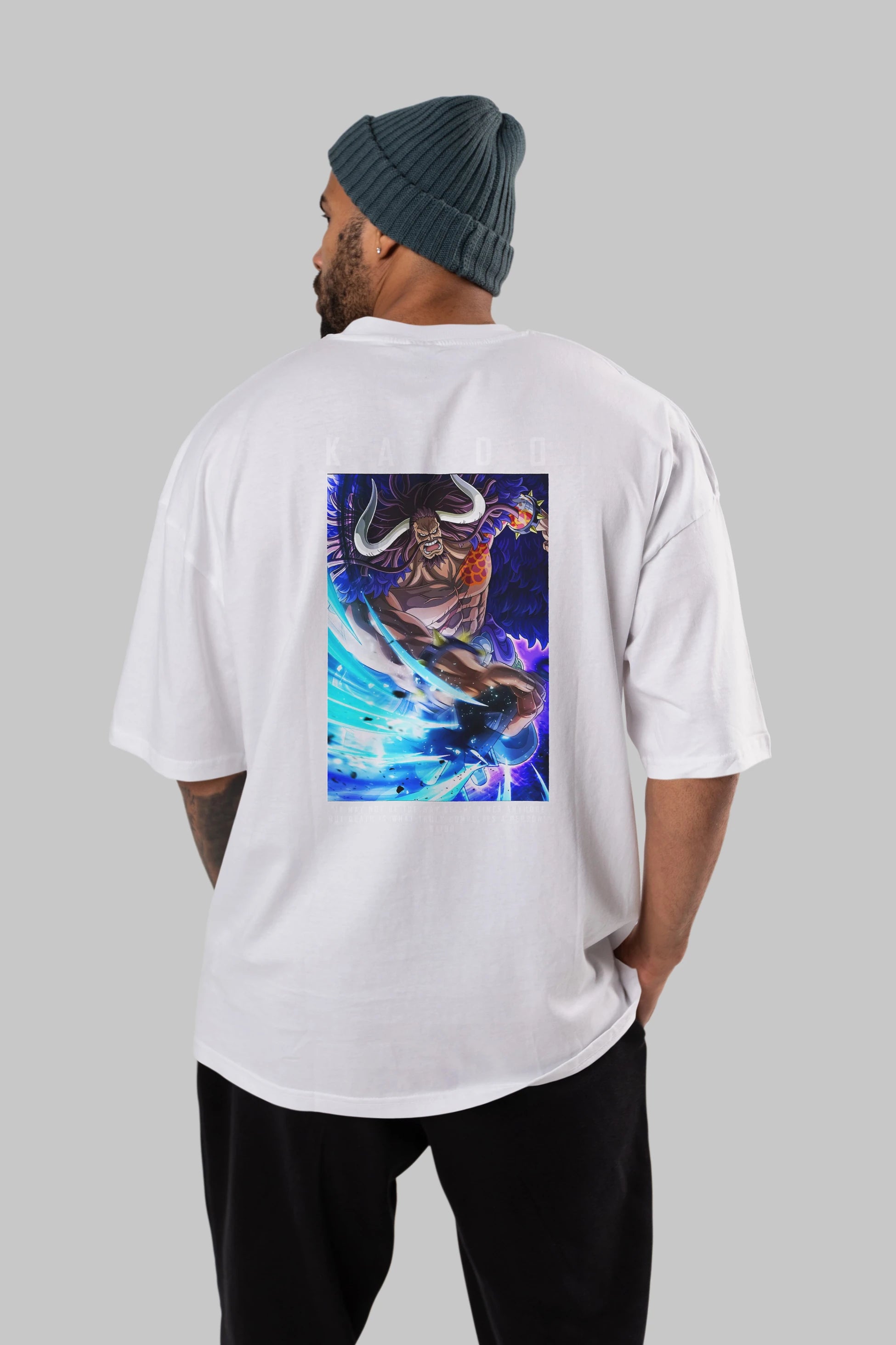 Kaido 2 Anime Arka Baskılı Oversize t-shirt Erkek Kadın Unisex %100 pamuk tişort