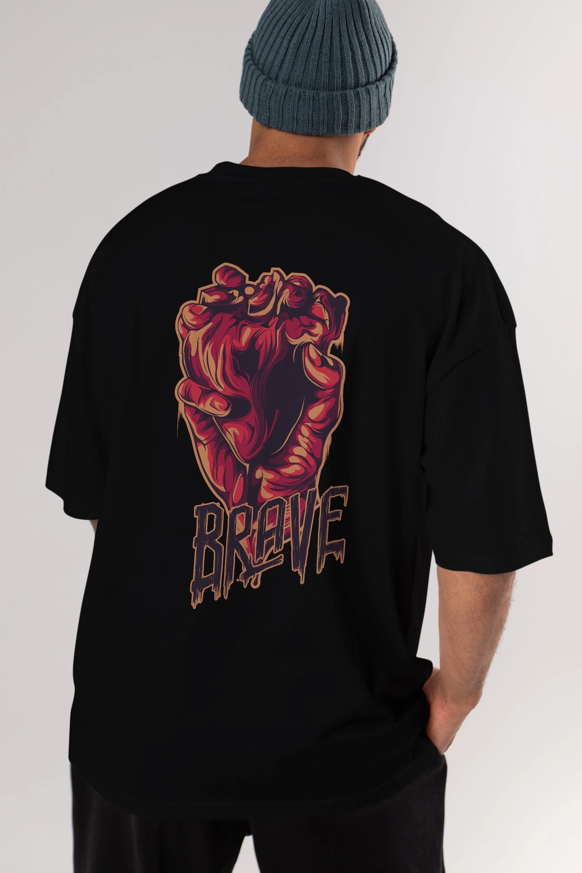 Brave Streetwear Arka Baskılı Oversize t-shirt Erkek Kadın Unisex
