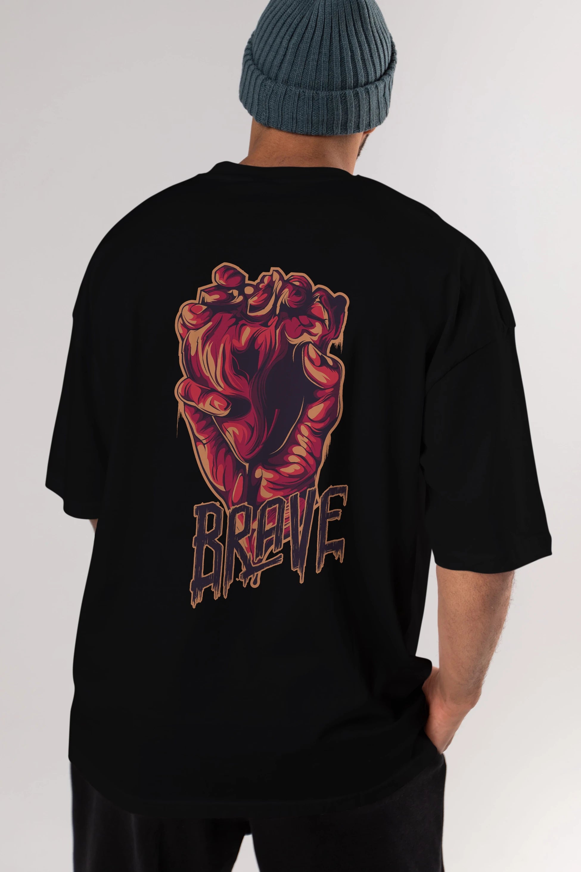 Brave Streetwear Arka Baskılı Oversize t-shirt Erkek Kadın Unisex