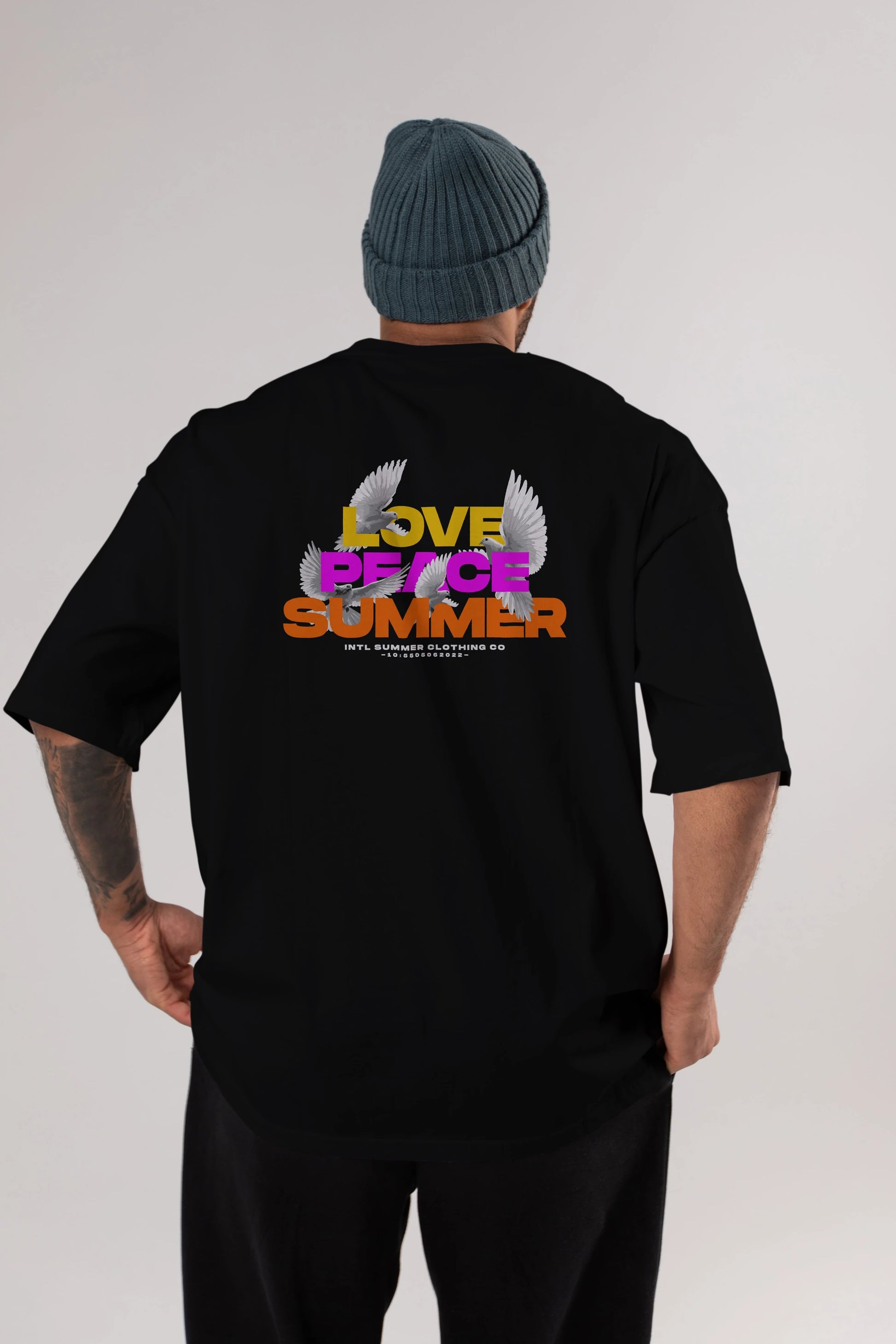 Love Peace Summer Arka Baskılı Oversize t-shirt Erkek Kadın Unisex