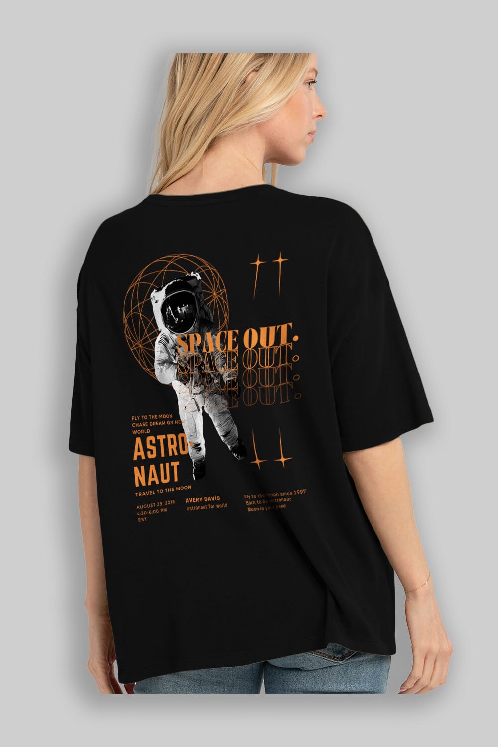 Astronaut Space Out Yazılı Arka Baskılı Oversize t-shirt Erkek Kadın Unisex