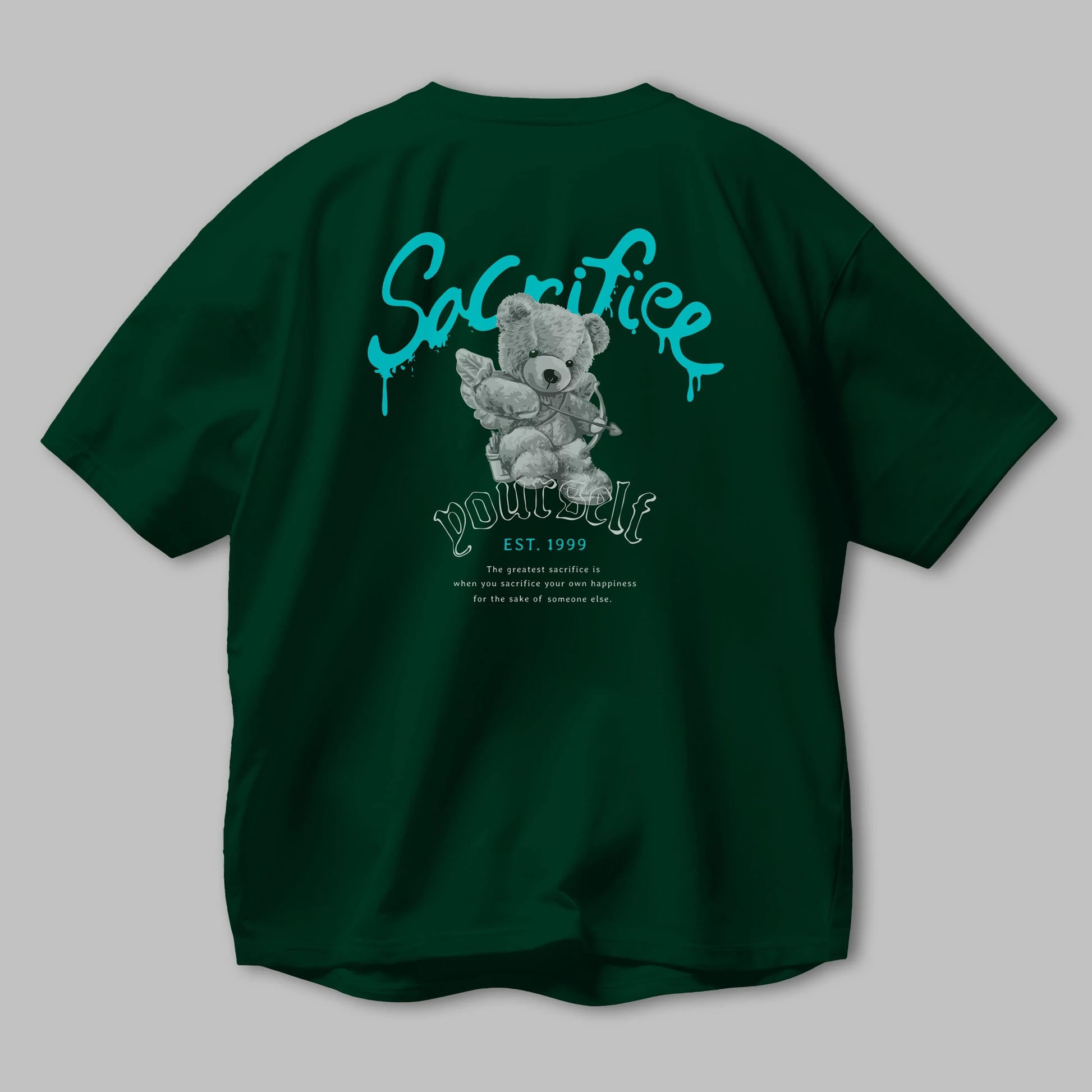 Sacrifice Yourself Bear Arka Baskılı Oversize t-shirt Erkek Kadın Unisex