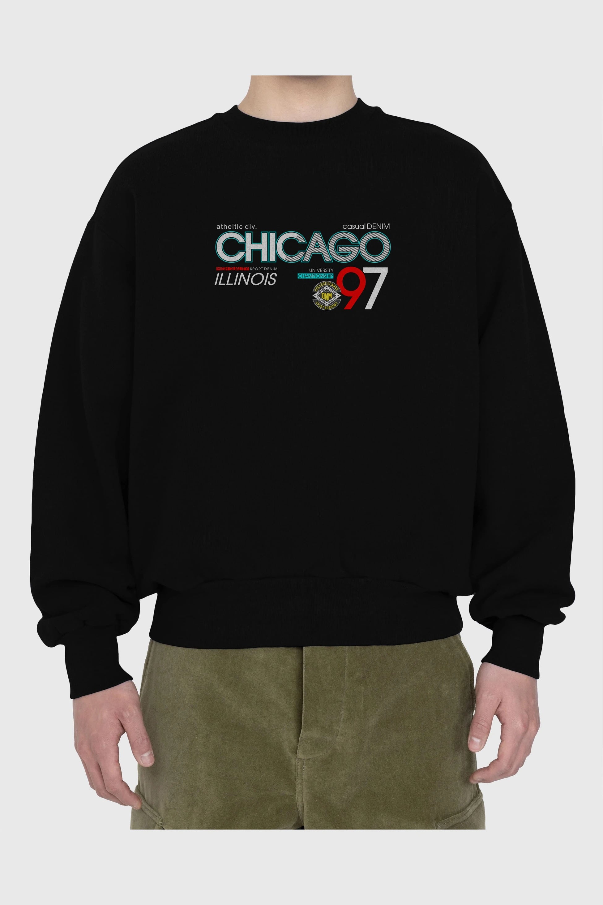 Chicago 97 Ön Baskılı Oversize Sweatshirt Erkek Kadın Unisex
