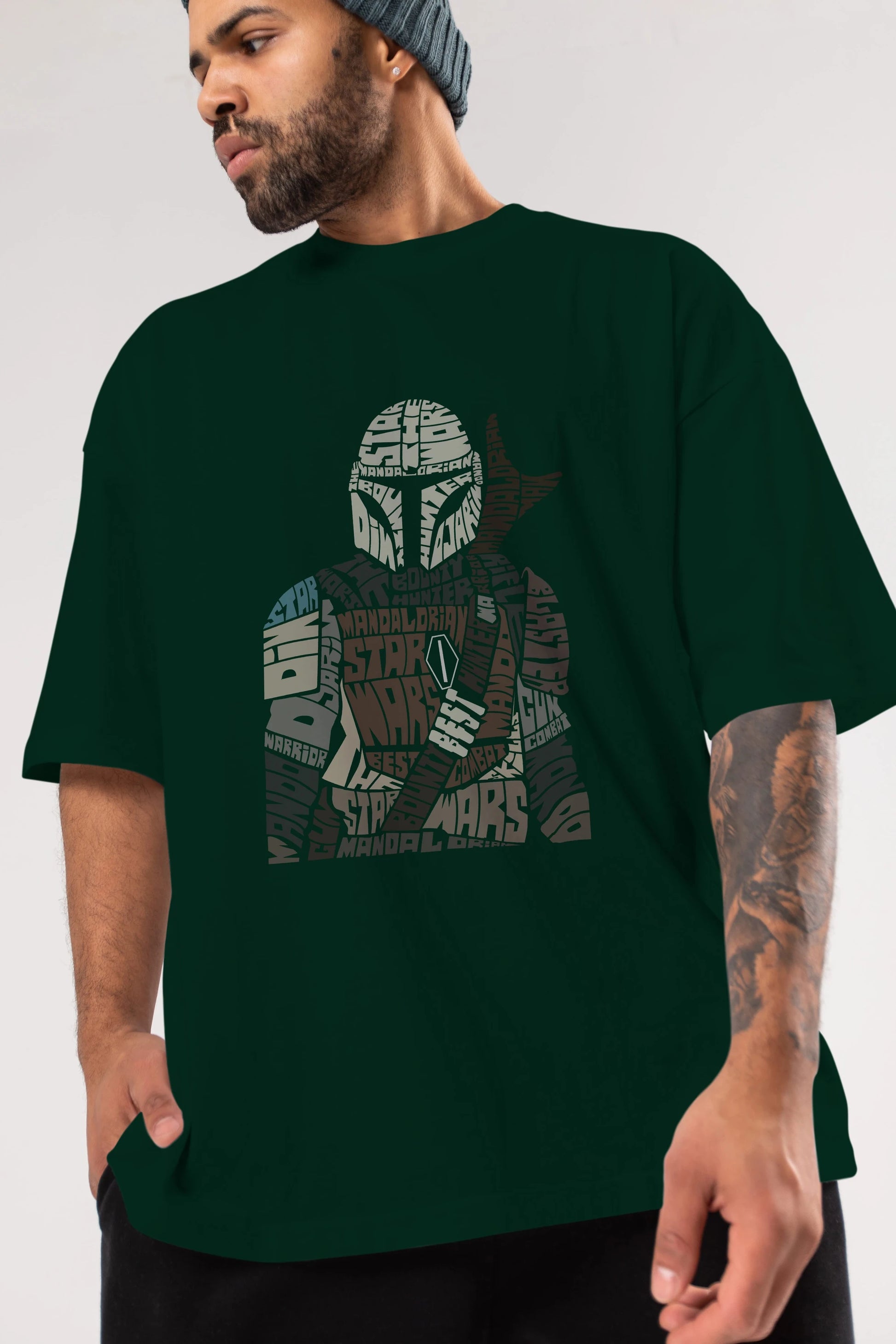 Mandalorian Ön Baskılı Oversize t-shirt %100 pamuk Erkek Kadın Unisex