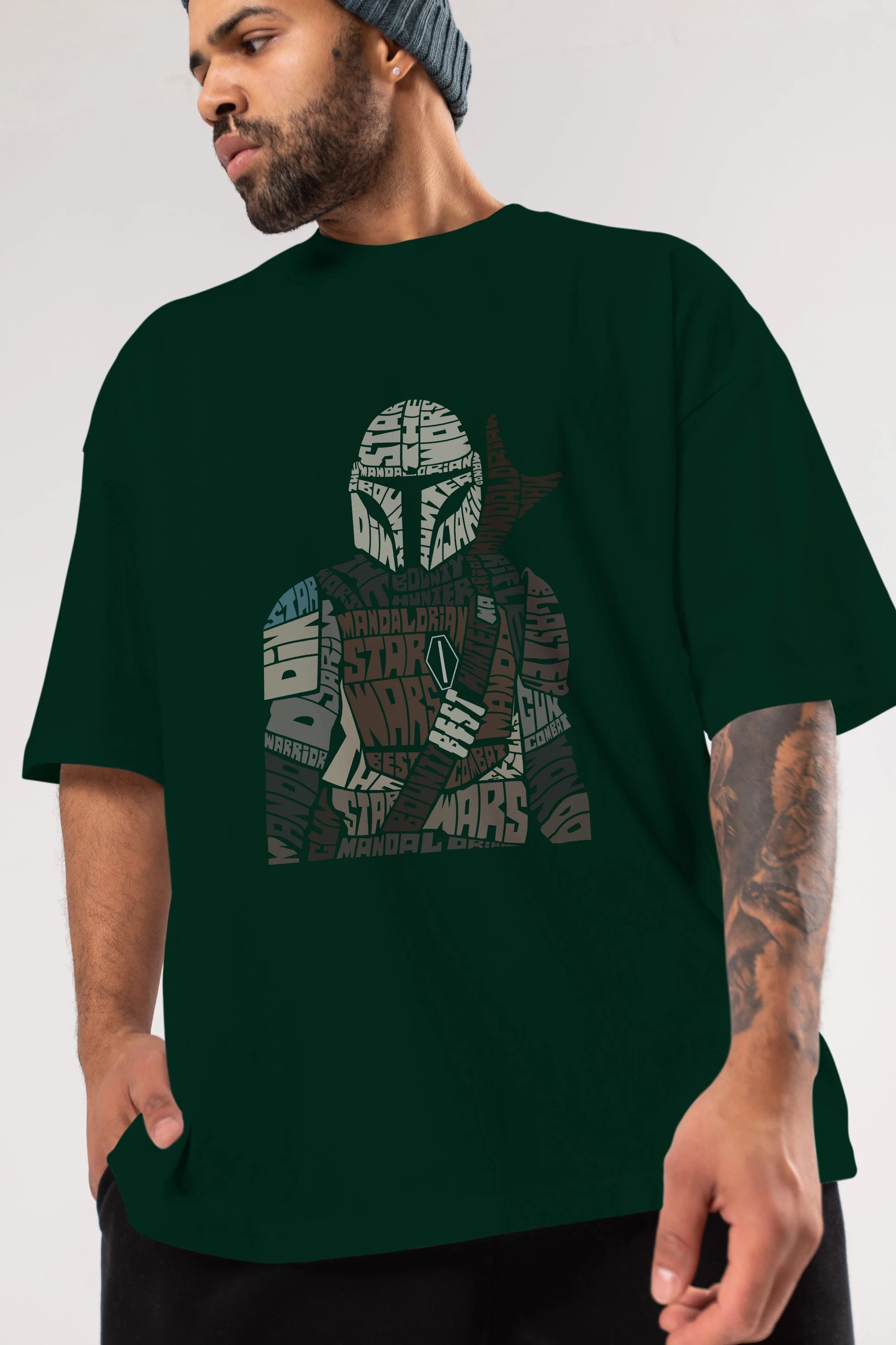 Mandalorian Ön Baskılı Oversize t-shirt %100 pamuk Erkek Kadın Unisex