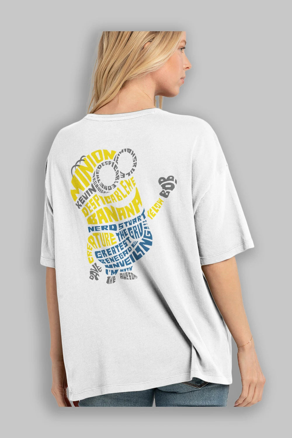 Minion Arka Baskılı Oversize t-shirt %100 pamuk Erkek Kadın Unisex