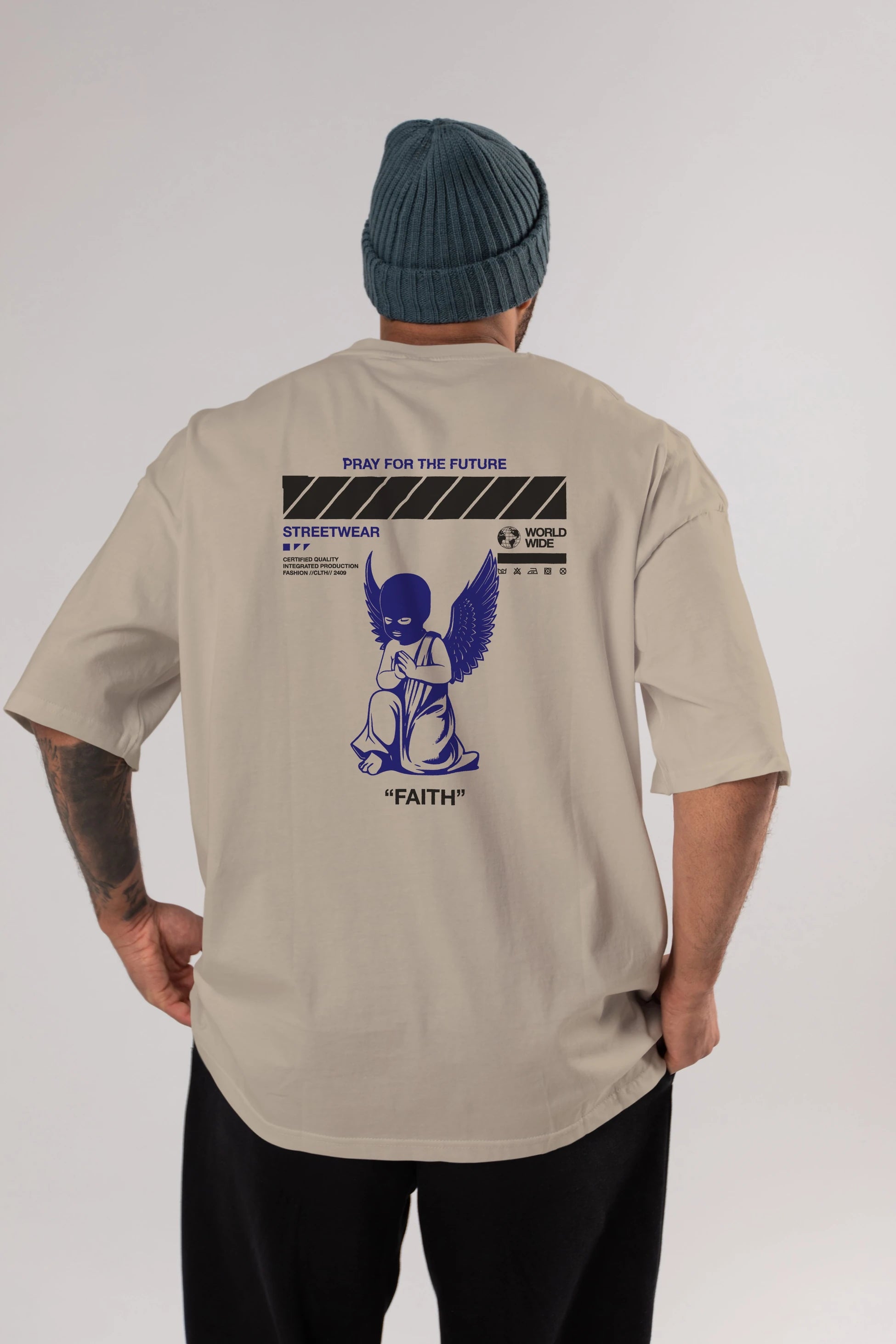 Pray for The Future Arka Baskılı Oversize t-shirt Erkek Kadın Unisex