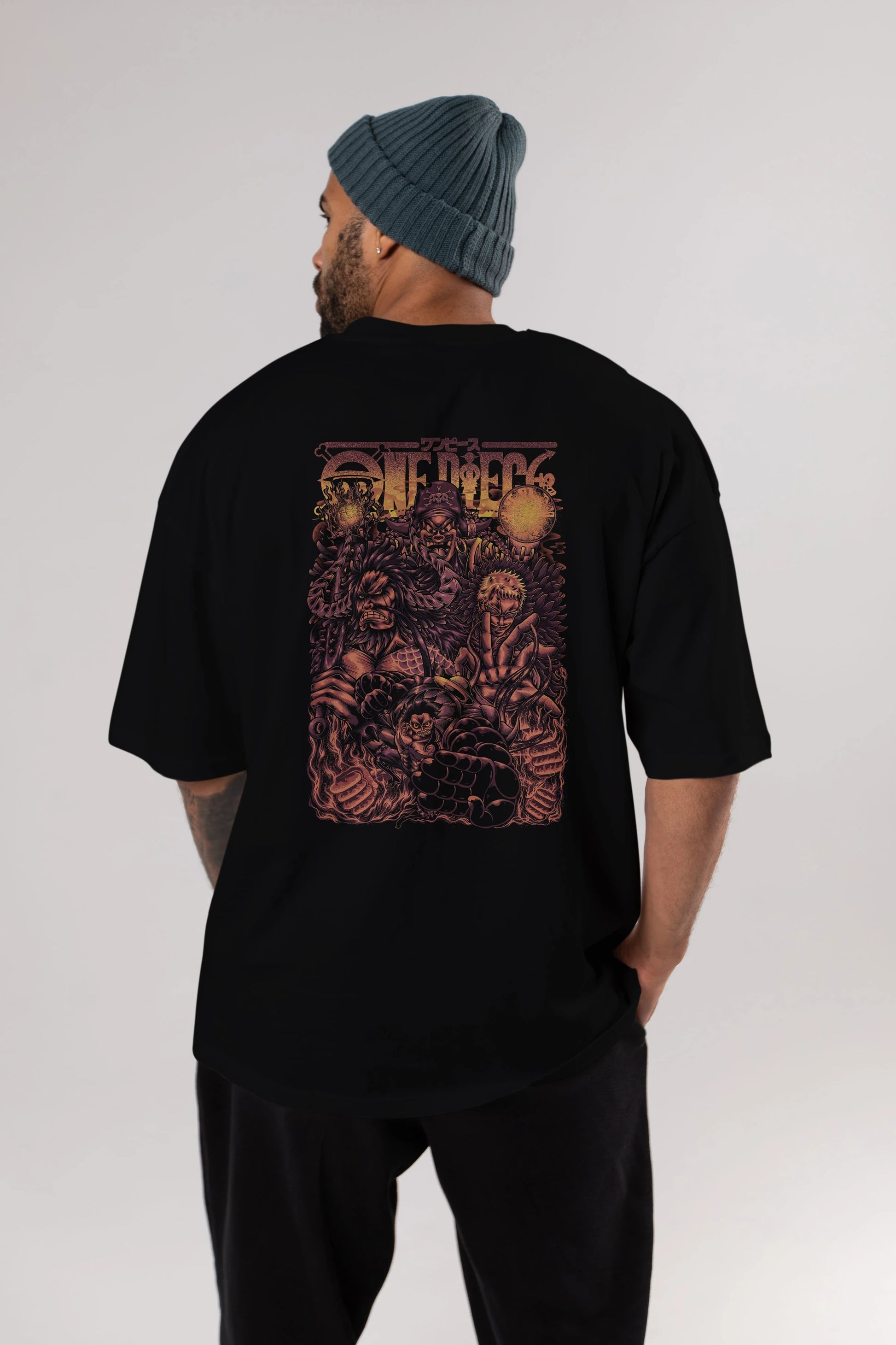 ONE PIECE Anime Arka Baskılı Oversize t-shirt Erkek Kadın Unisex