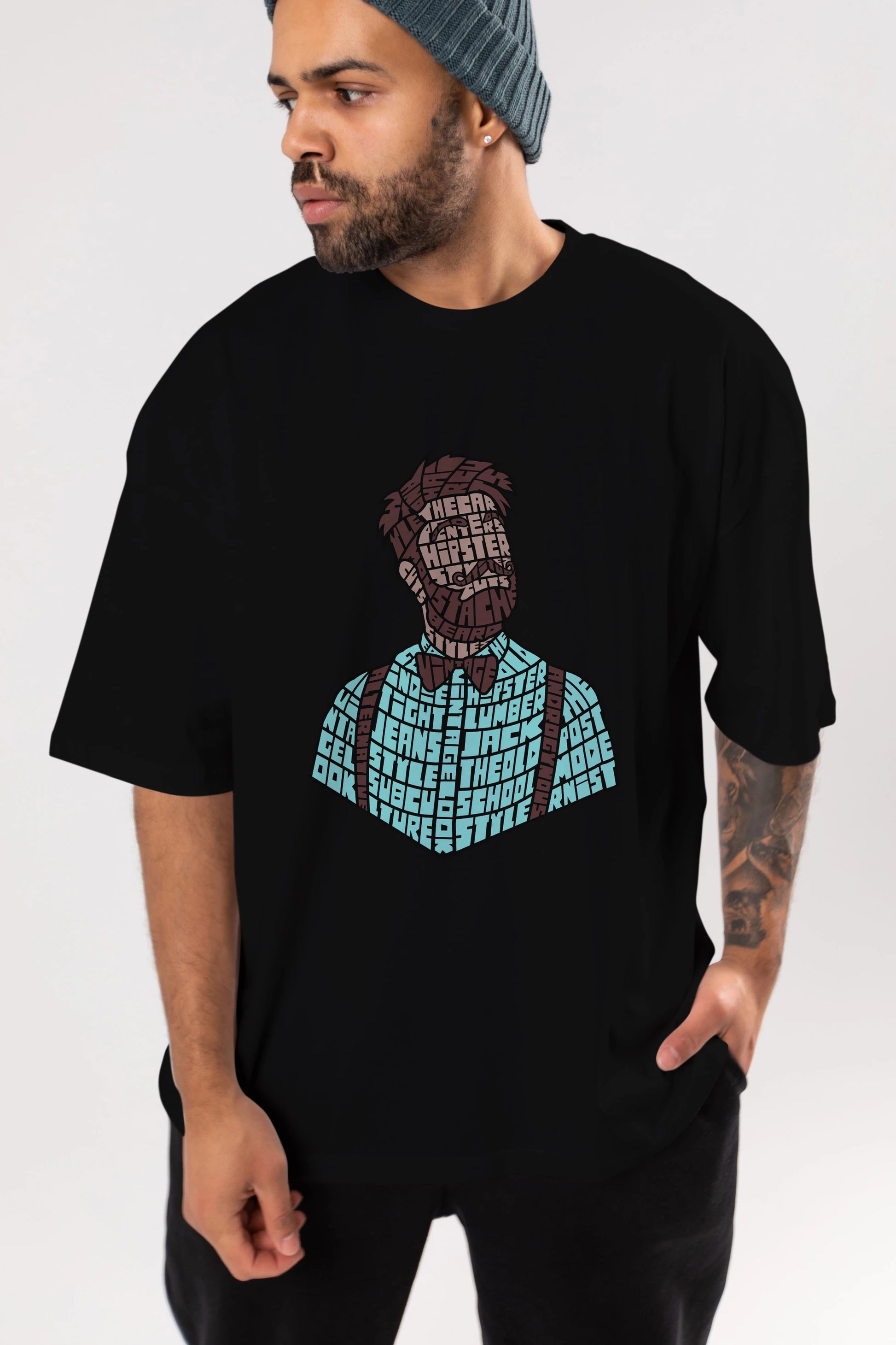 Hipster (2) Ön Baskılı Oversize t-shirt %100 pamuk Erkek Kadın Unisex