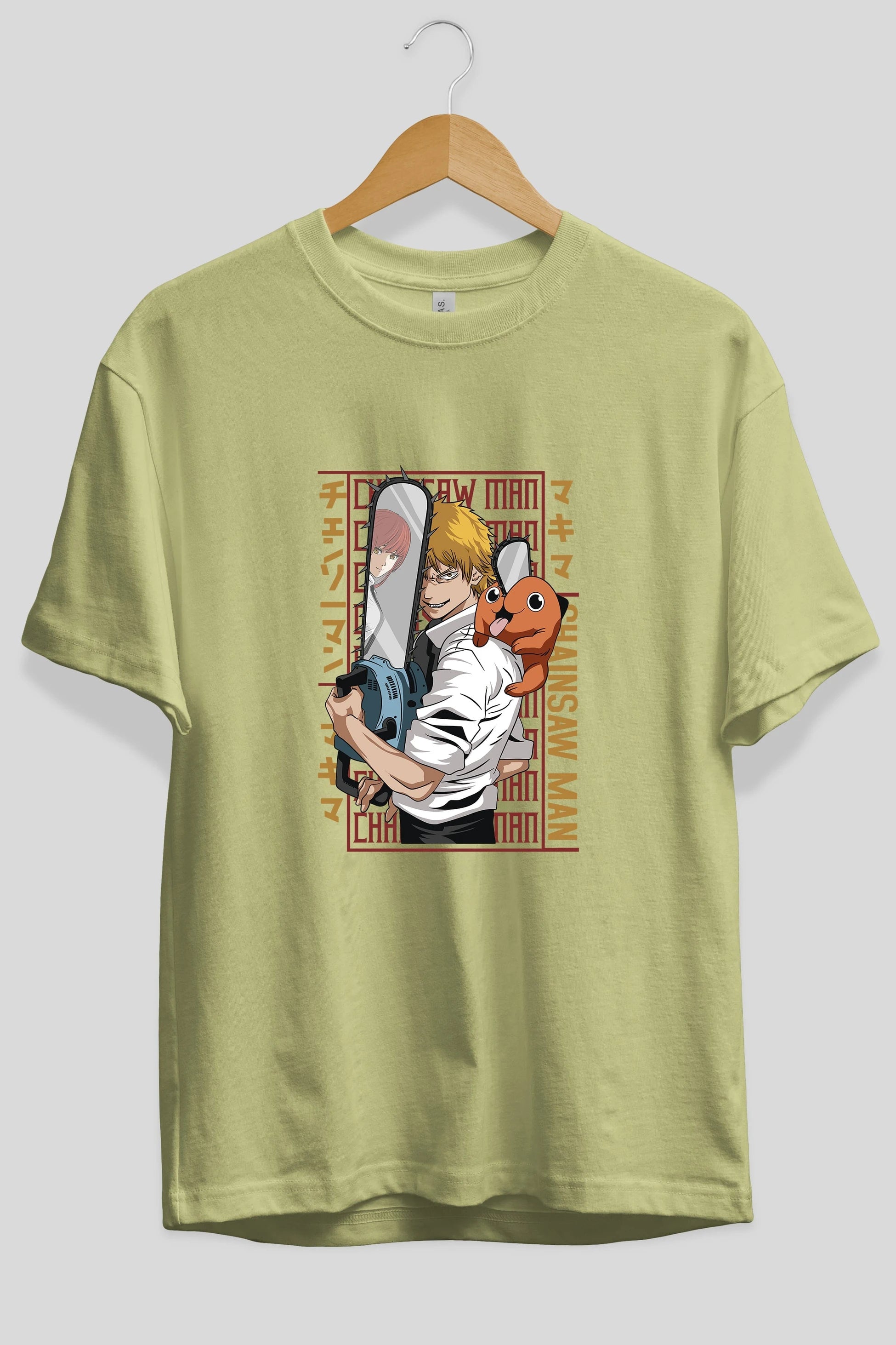 Chainsaw DENJI Anime Ön Baskılı Oversize t-shirt %100 pamuk Erkek Kadın Unisex