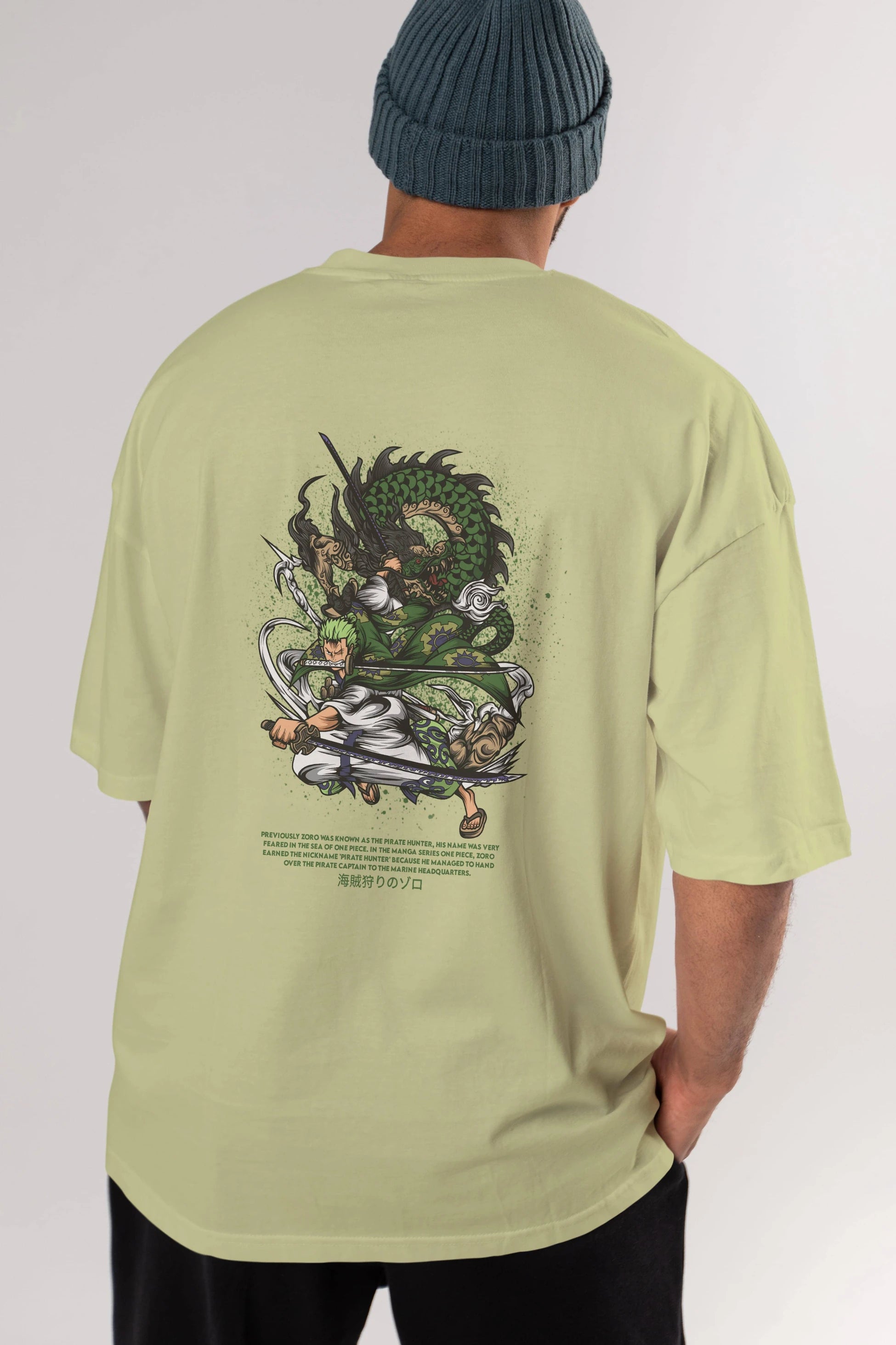 Zoro Anime Arka Baskılı Oversize t-shirt Erkek Kadın Unisex