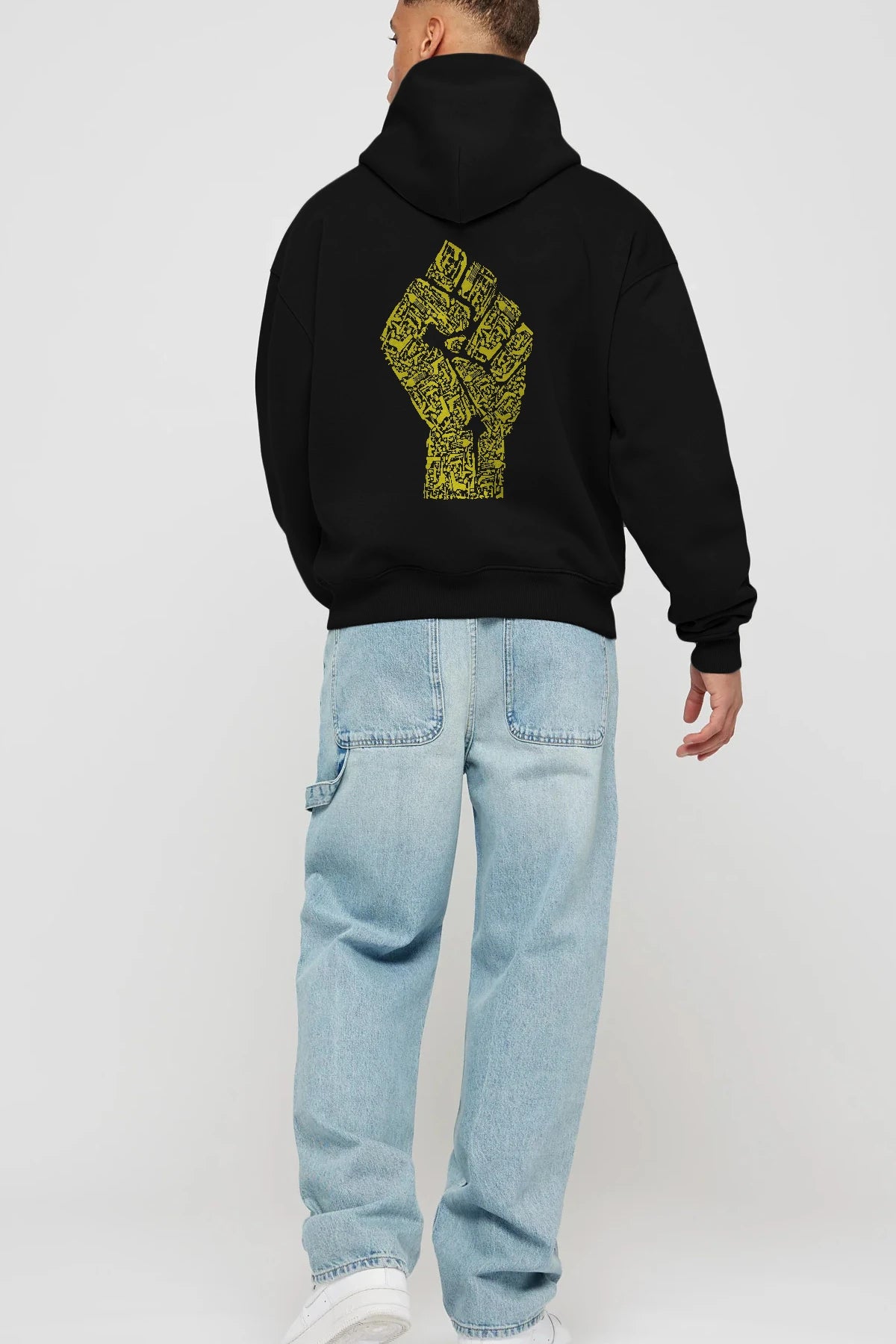 Hand Of Revolution Arka Baskılı Hoodie Oversize Kapüşonlu Sweatshirt Erkek Kadın Unisex