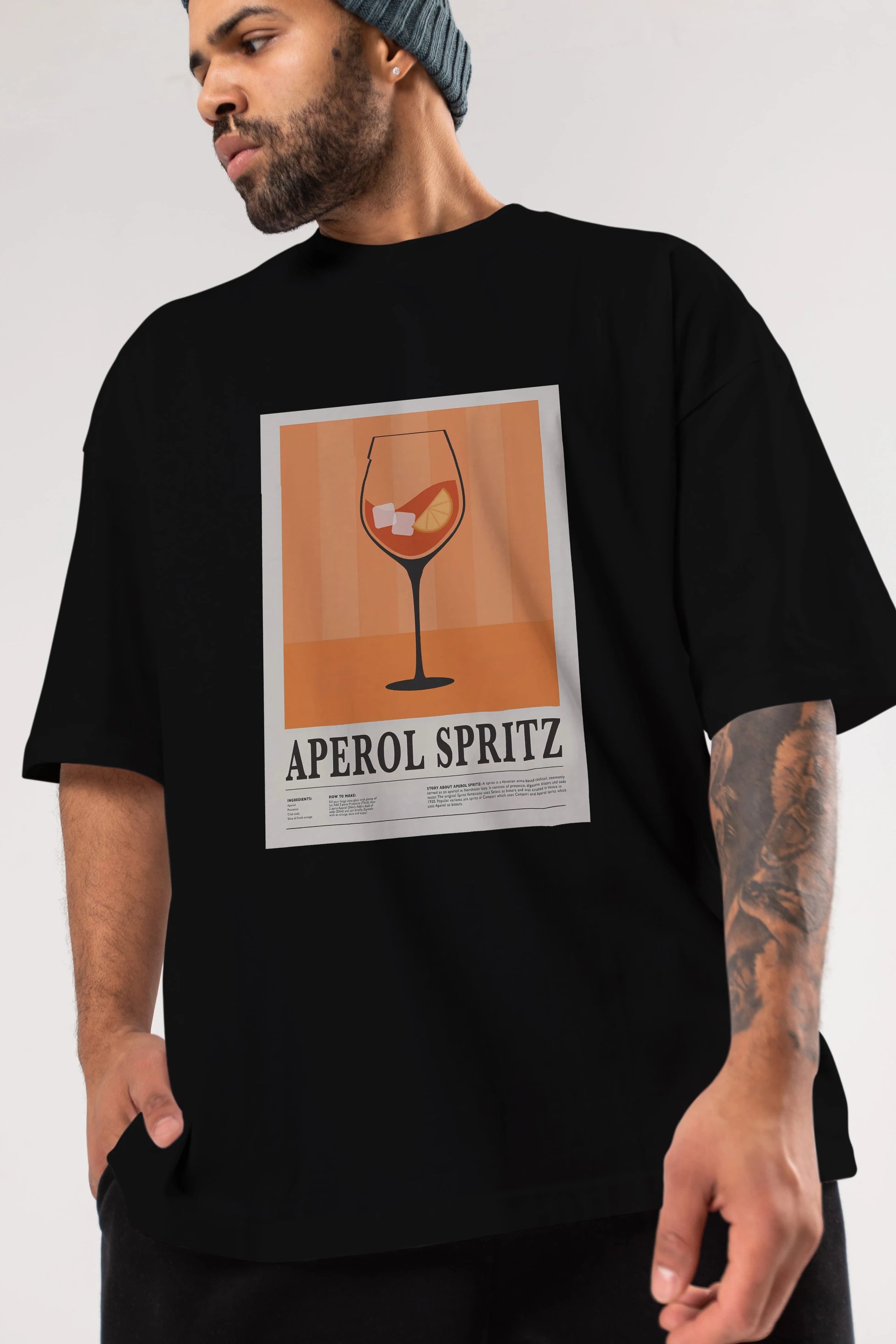 Aperol Spritz 8 Ön Baskılı Oversize t-shirt Erkek Kadın Unisex %100 Pamuk Bisiklet Yaka tişort