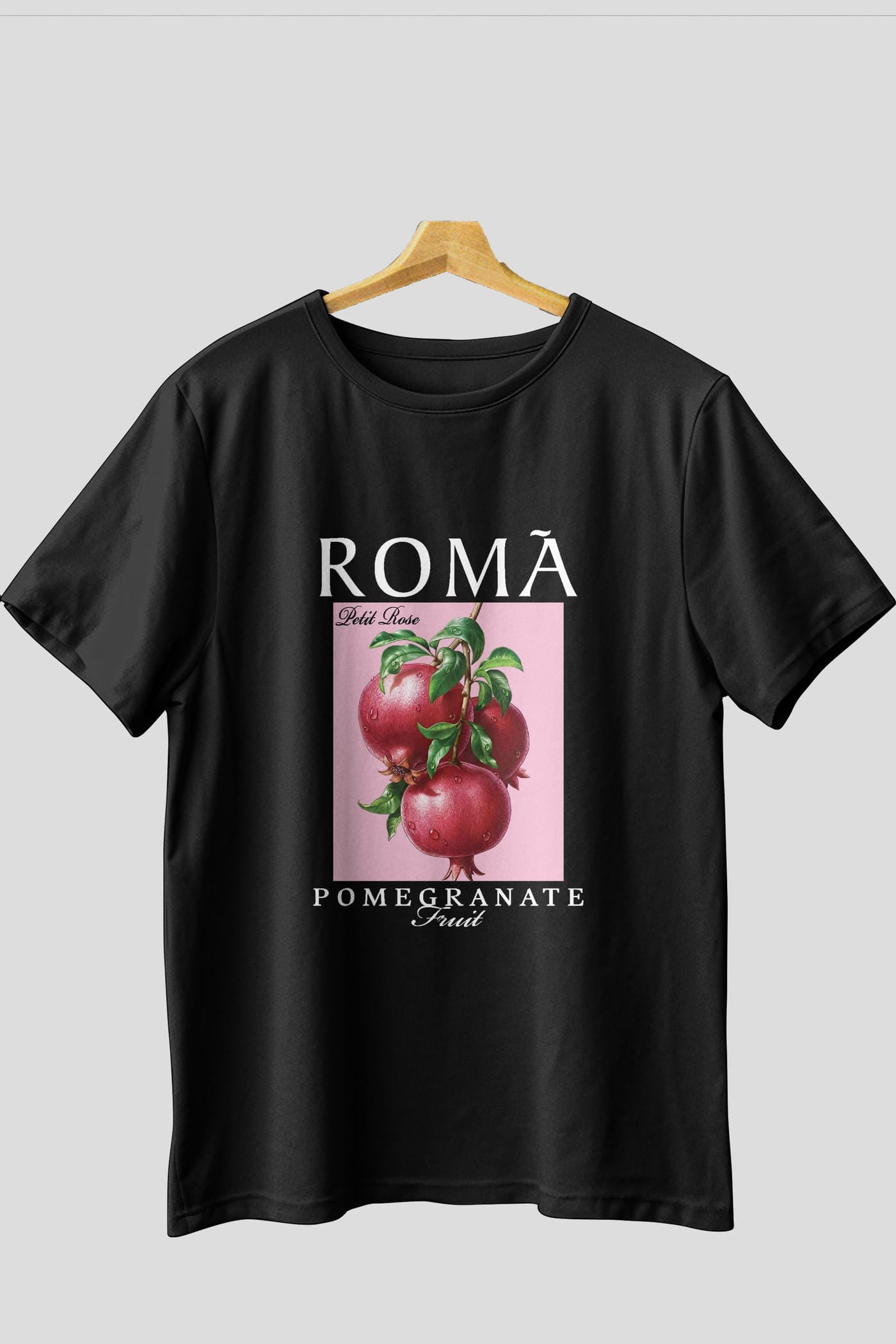 Roma Pomegranate Nar Ön Baskılı Oversize t-shirt Erkek Kadın Pamuk Bisiklet Yaka tişort
