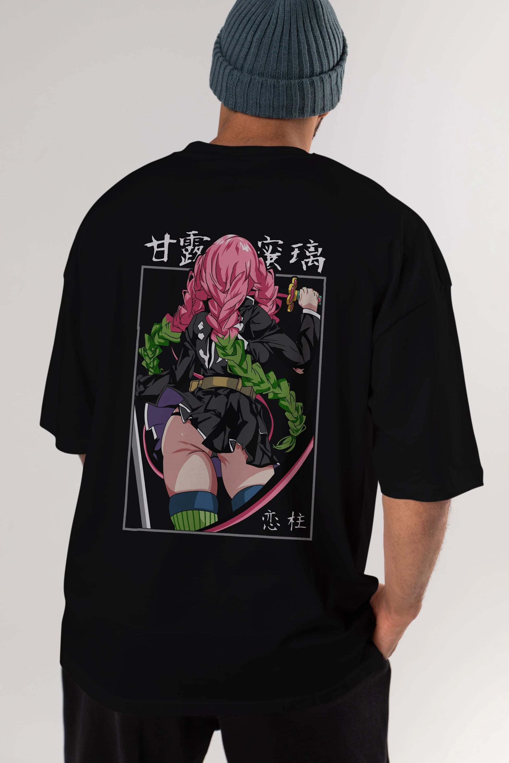 Mitsuri DEMONSLAYER Anime Arka Baskılı Oversize t-shirt Erkek Kadın Unisex