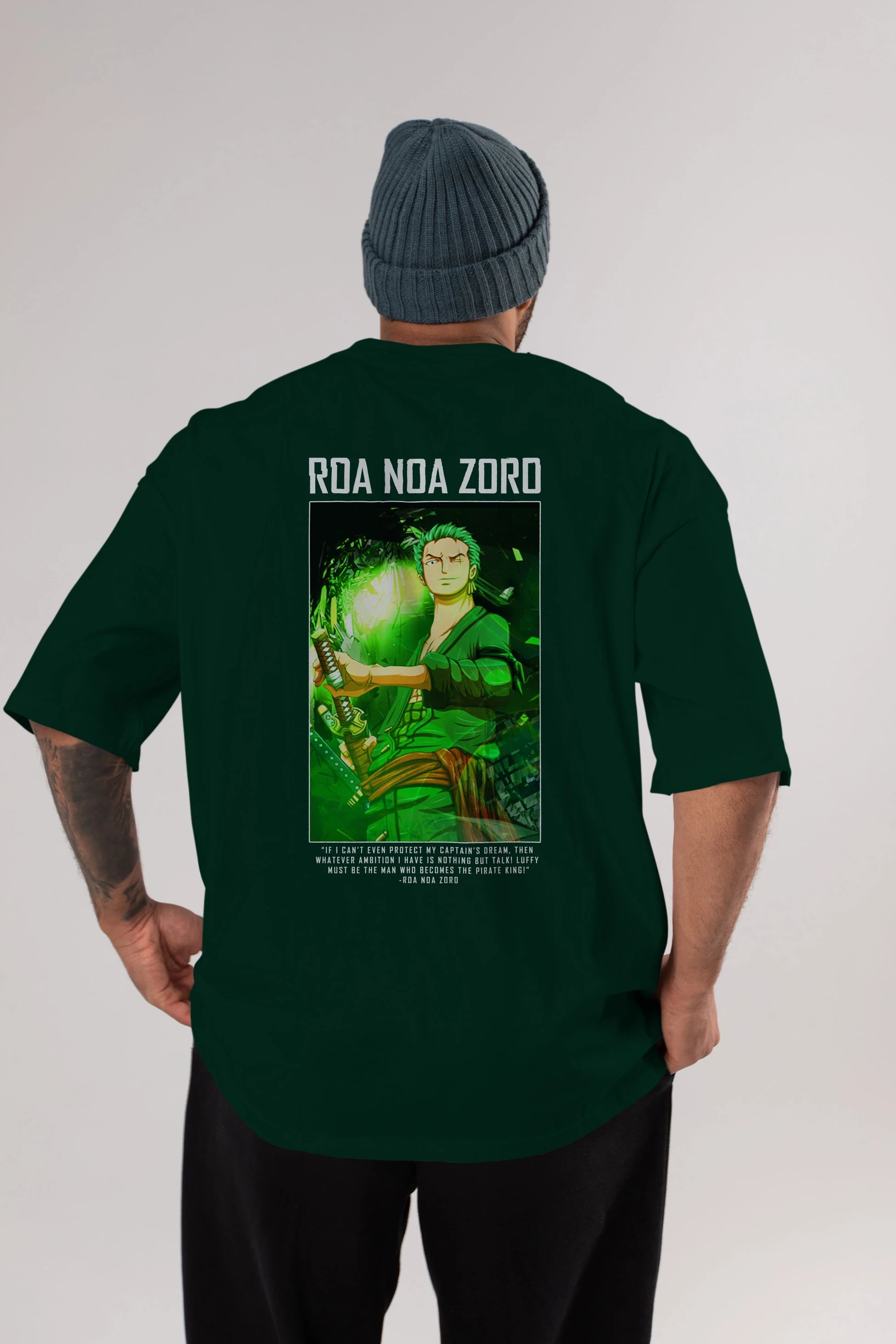 Roronoa Zoro 5 Anime Arka Baskılı Oversize t-shirt Erkek Kadın Unisex %100 pamuk tişort