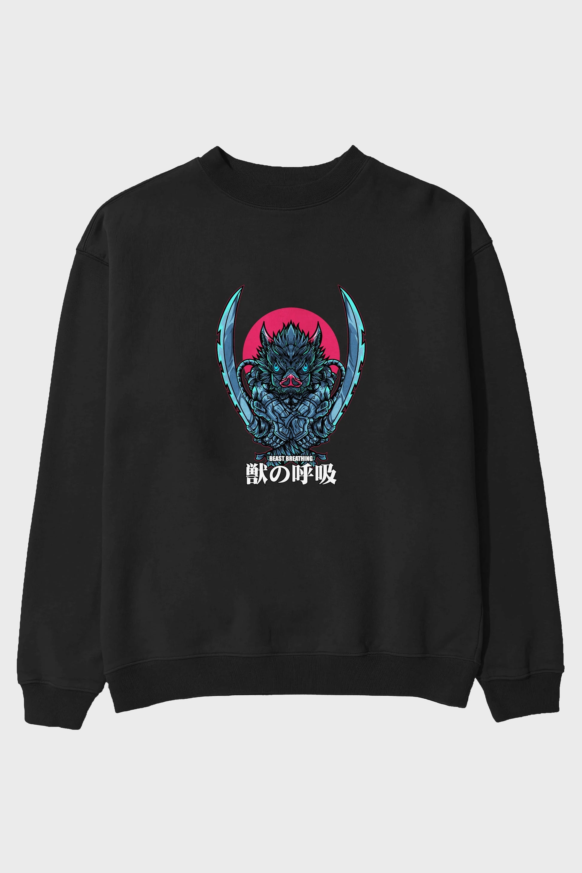 Inosuke DEMON SLAYER Anime Ön Baskılı Oversize Sweatshirt Erkek Kadın Unisex