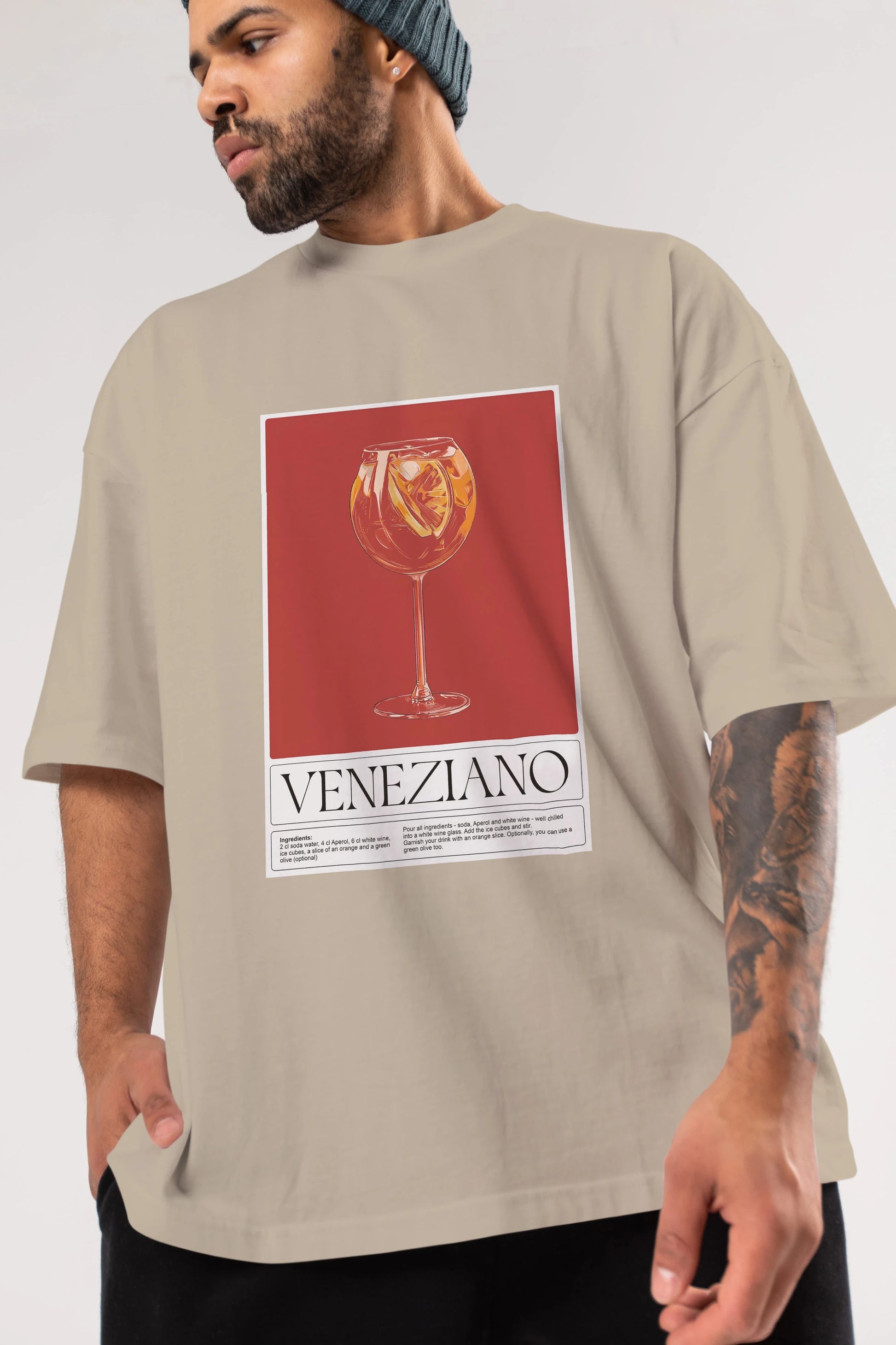 Veneziano Ön Baskılı Oversize t-shirt Erkek Kadın Unisex %100 Pamuk Bisiklet Yaka tişort