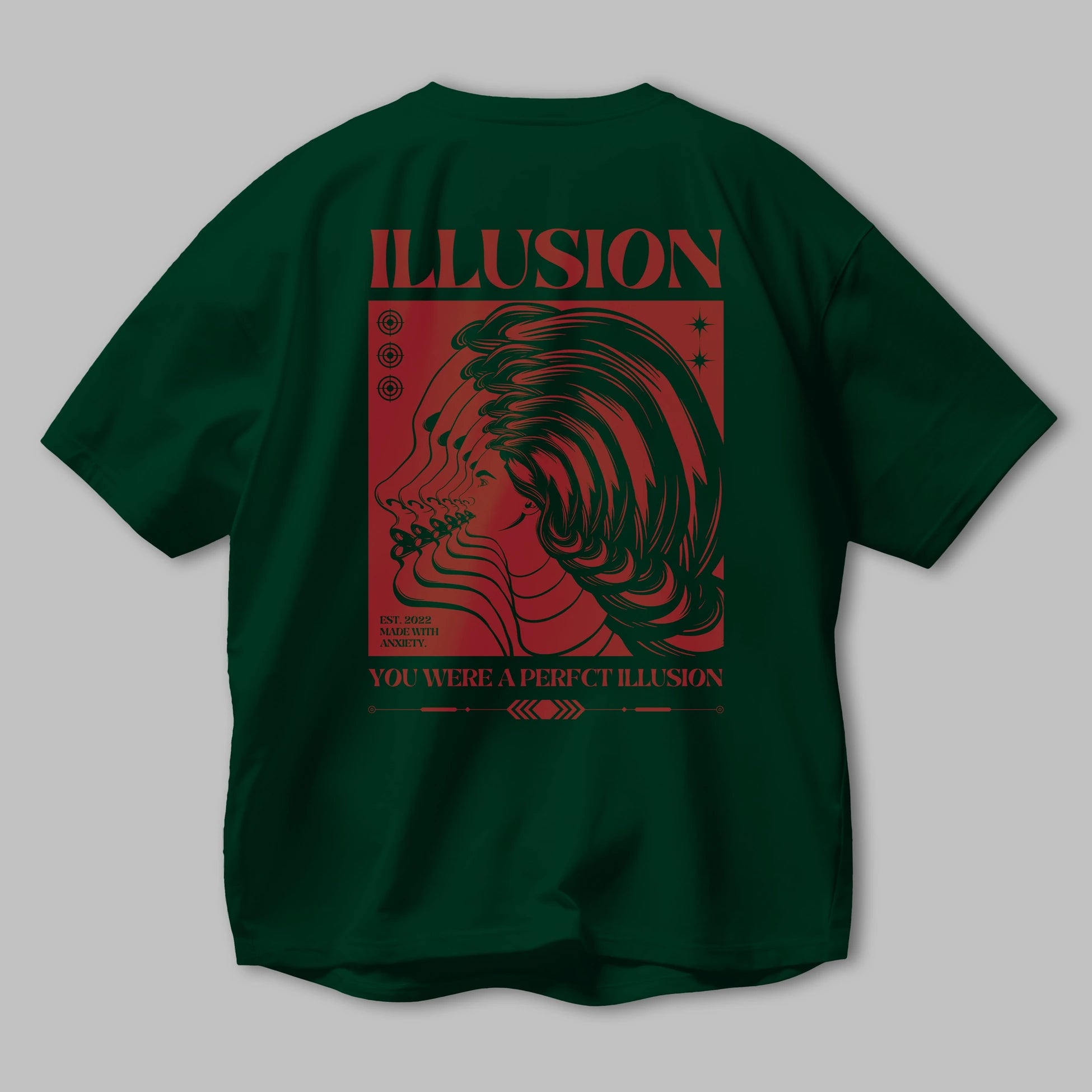 Illusion Streetwear Arka Baskılı Oversize t-shirt Erkek Kadın Unisex