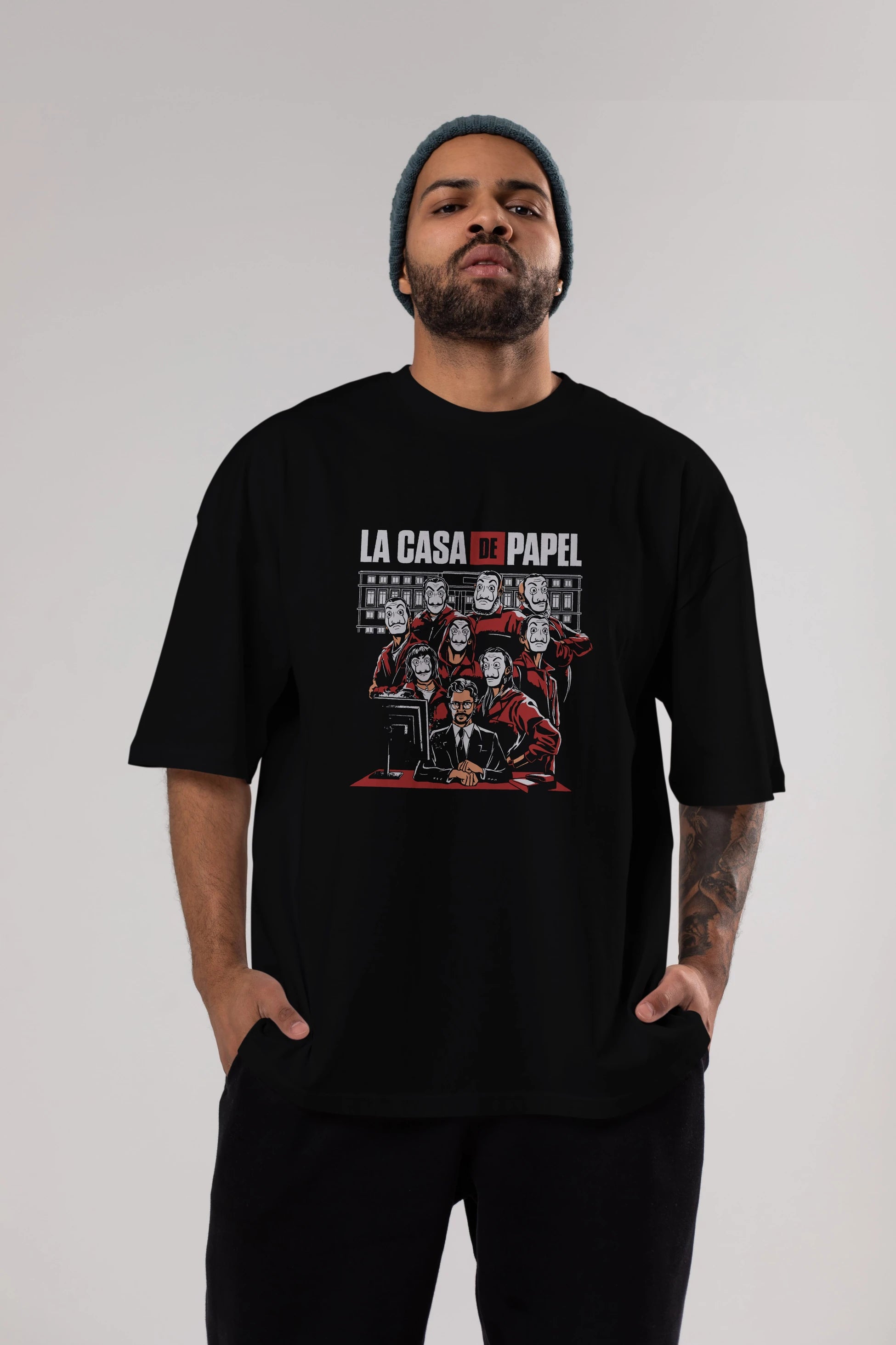 La Casa De Papel (5) Ön Baskılı Oversize t-shirt Erkek Kadın Unisex %100 Pamuk Bisiklet Yaka tişort