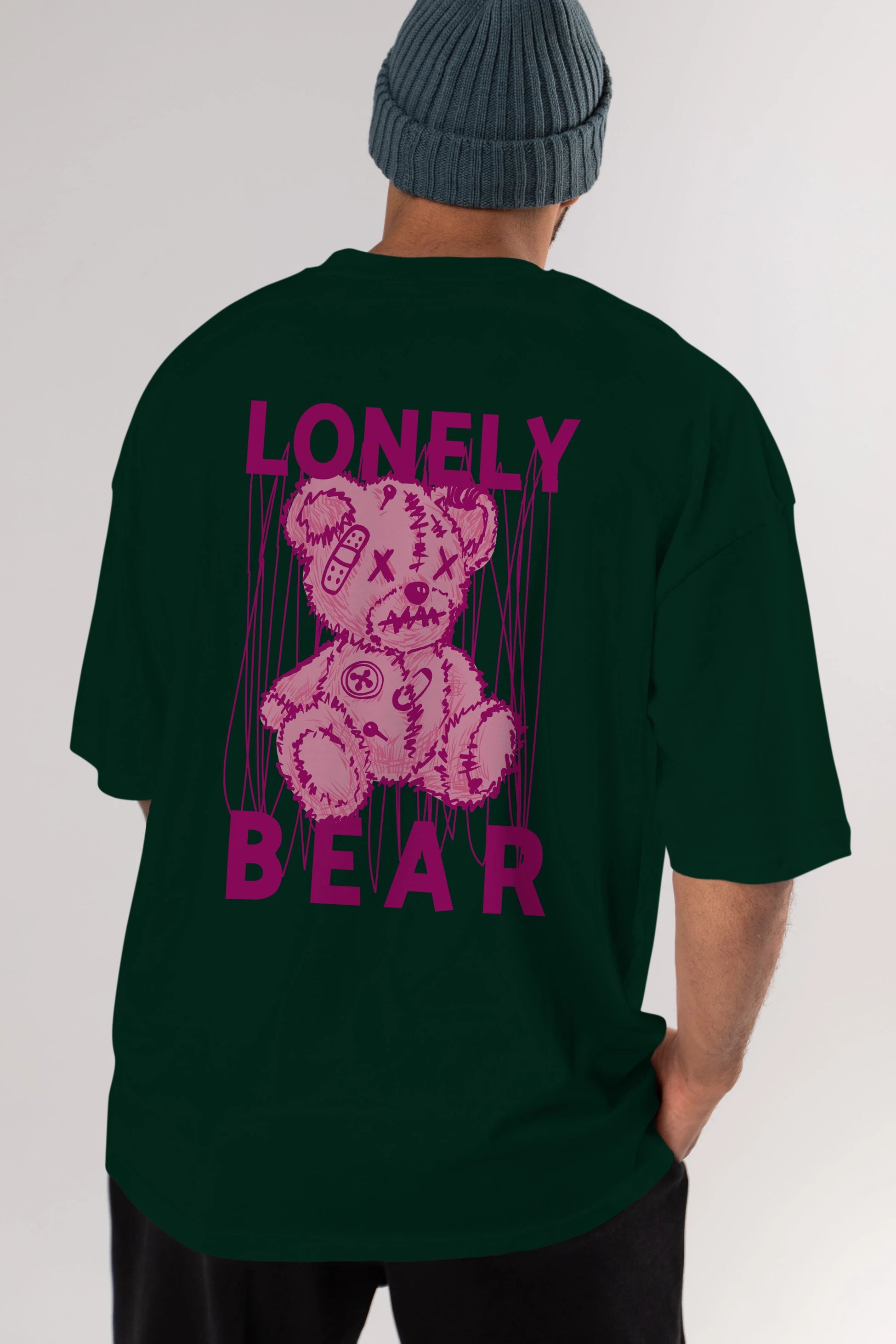 Lonely Bear Arka Baskılı Oversize t-shirt Erkek Kadın Unisex