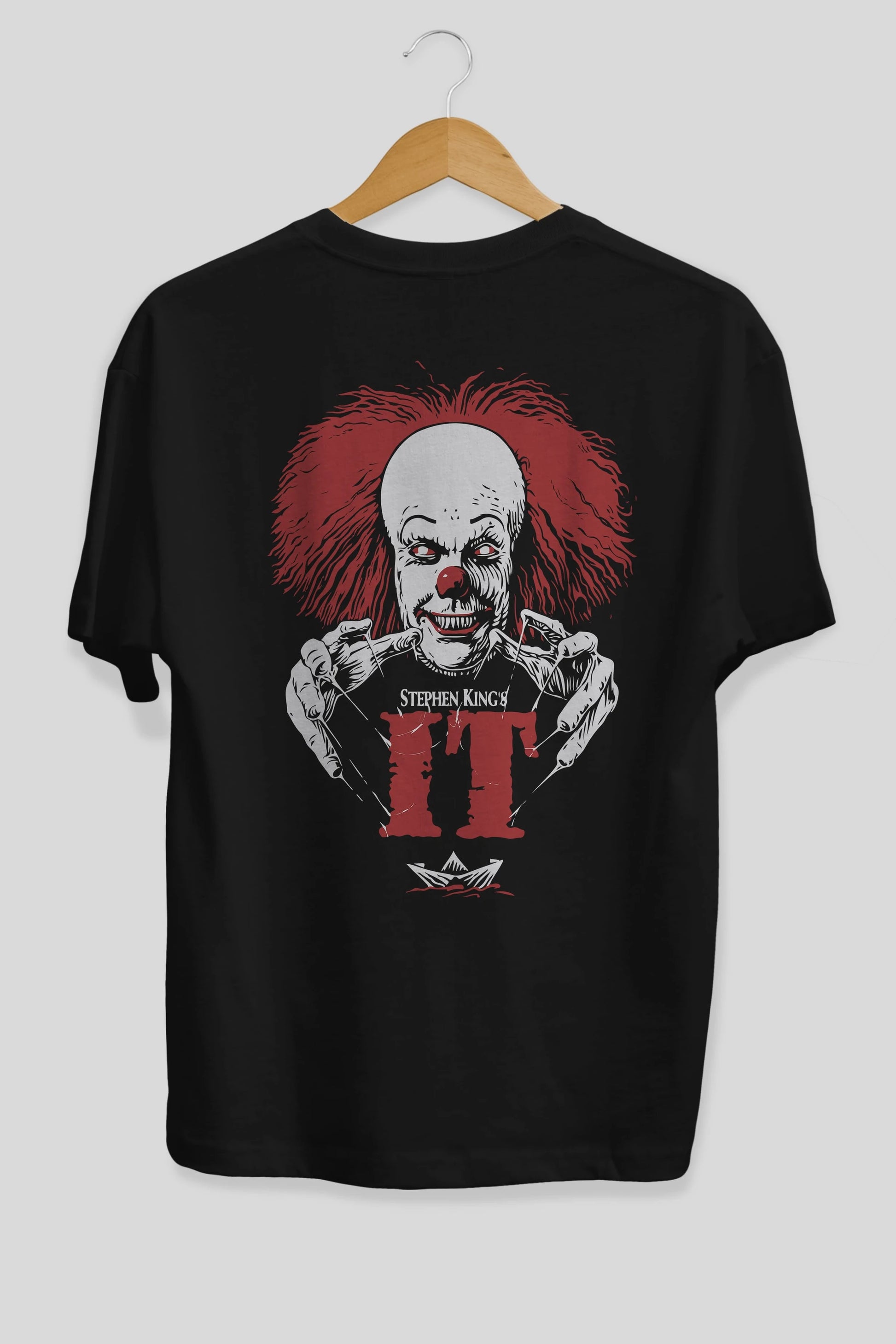 it Arka Baskılı Oversize t-shirt Erkek Kadın Unisex %100 Pamuk Bisiklet Yaka tişort