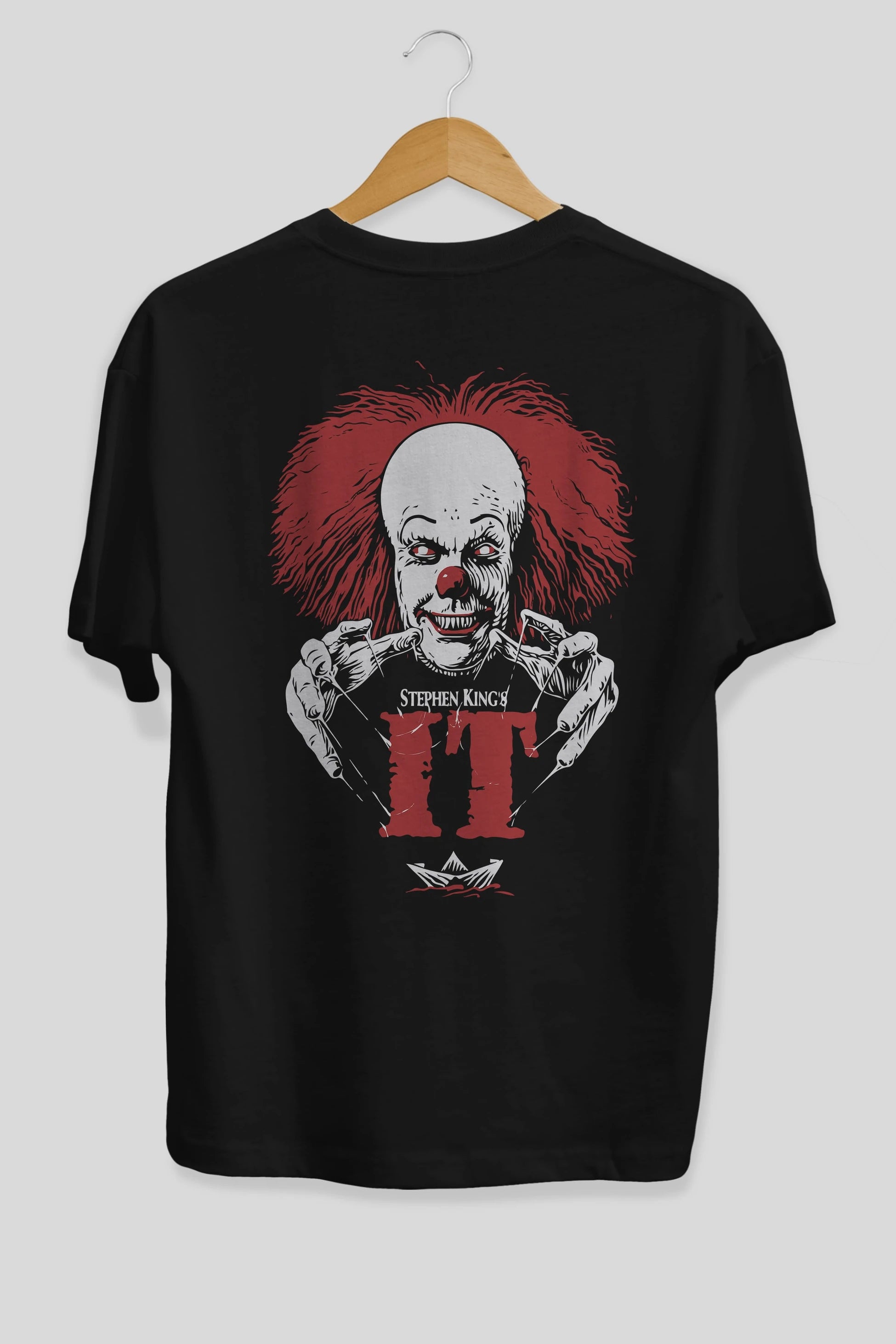 it Arka Baskılı Oversize t-shirt Erkek Kadın Unisex %100 Pamuk Bisiklet Yaka tişort