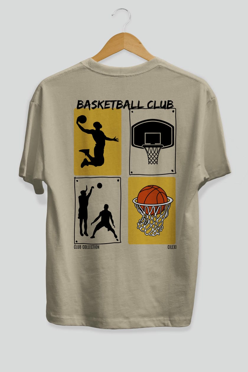 Basketball Club Arka Baskılı Oversize t-shirt Erkek Kadın %100 Pamuk Bisiklet Yaka tişort