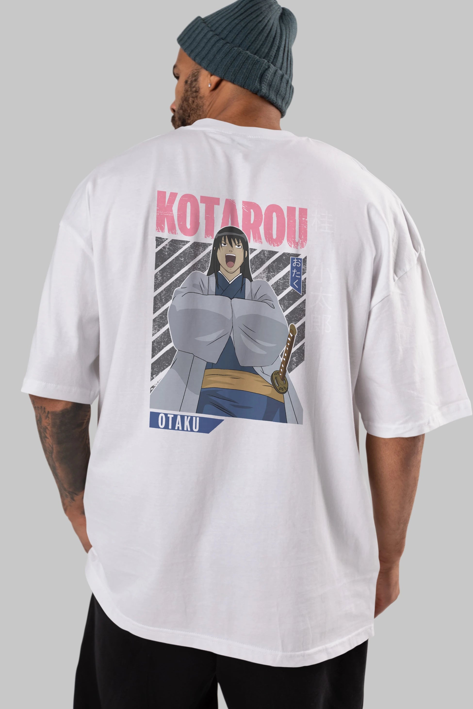 Kotarou Katsura GINTAMA 1 Anime Arka Baskılı Oversize t-shirt Erkek Kadın Unisex