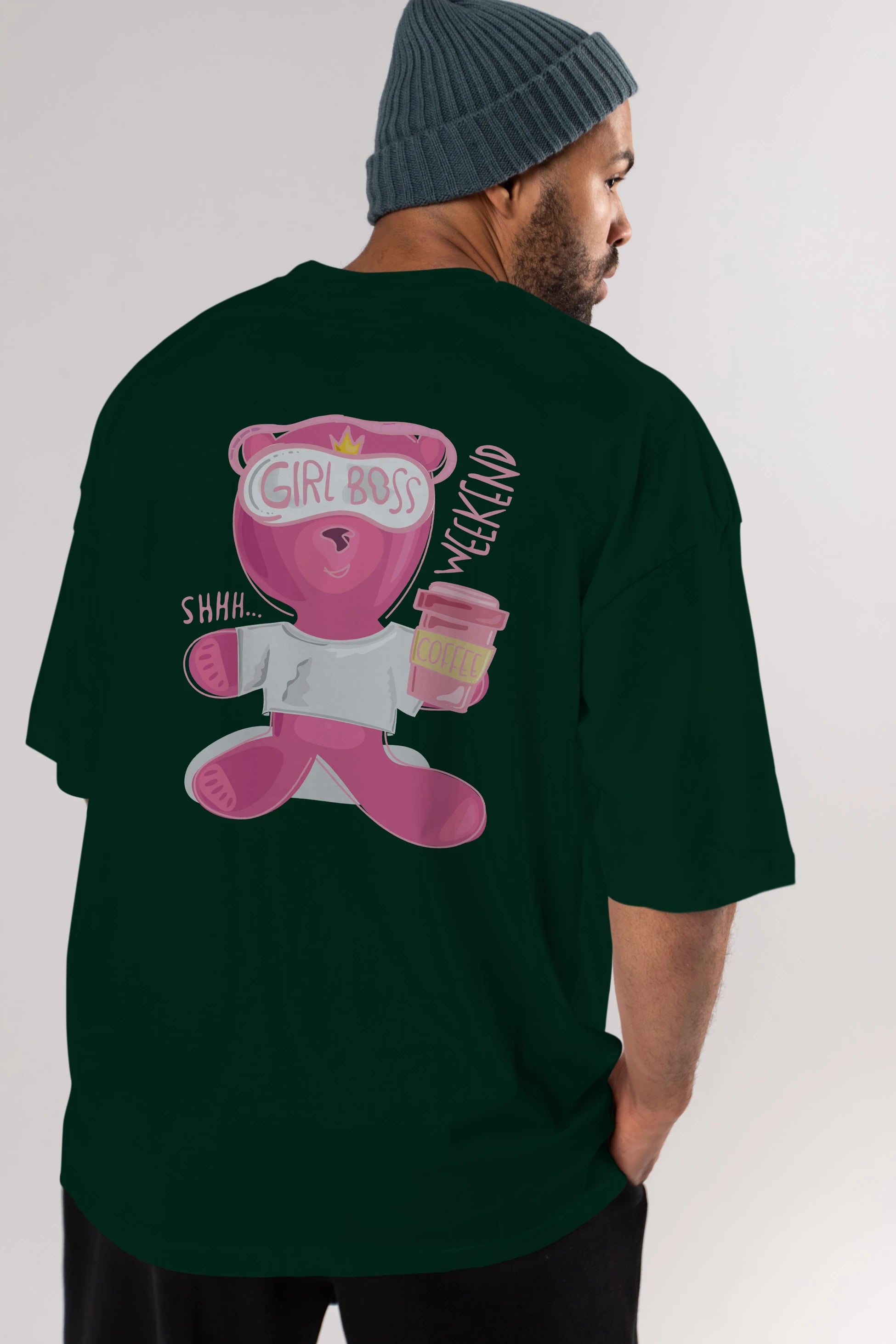 Girl Boss Bear Arka Baskılı Oversize t-shirt Erkek Kadın Unisex