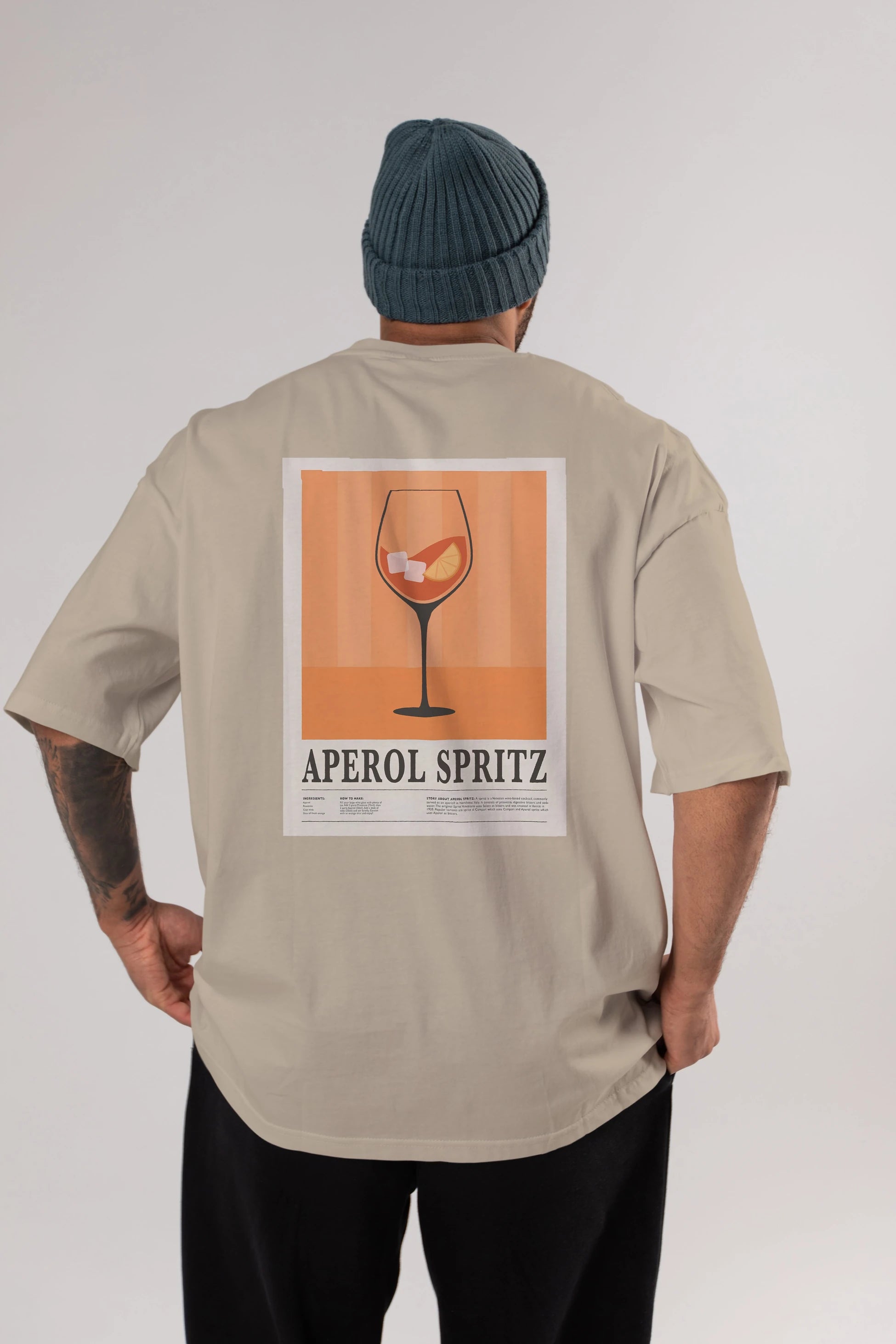 Aperol Spritz 8 Arka Baskılı Oversize t-shirt Erkek Kadın Unisex %100 Pamuk Bisiklet Yaka tişort