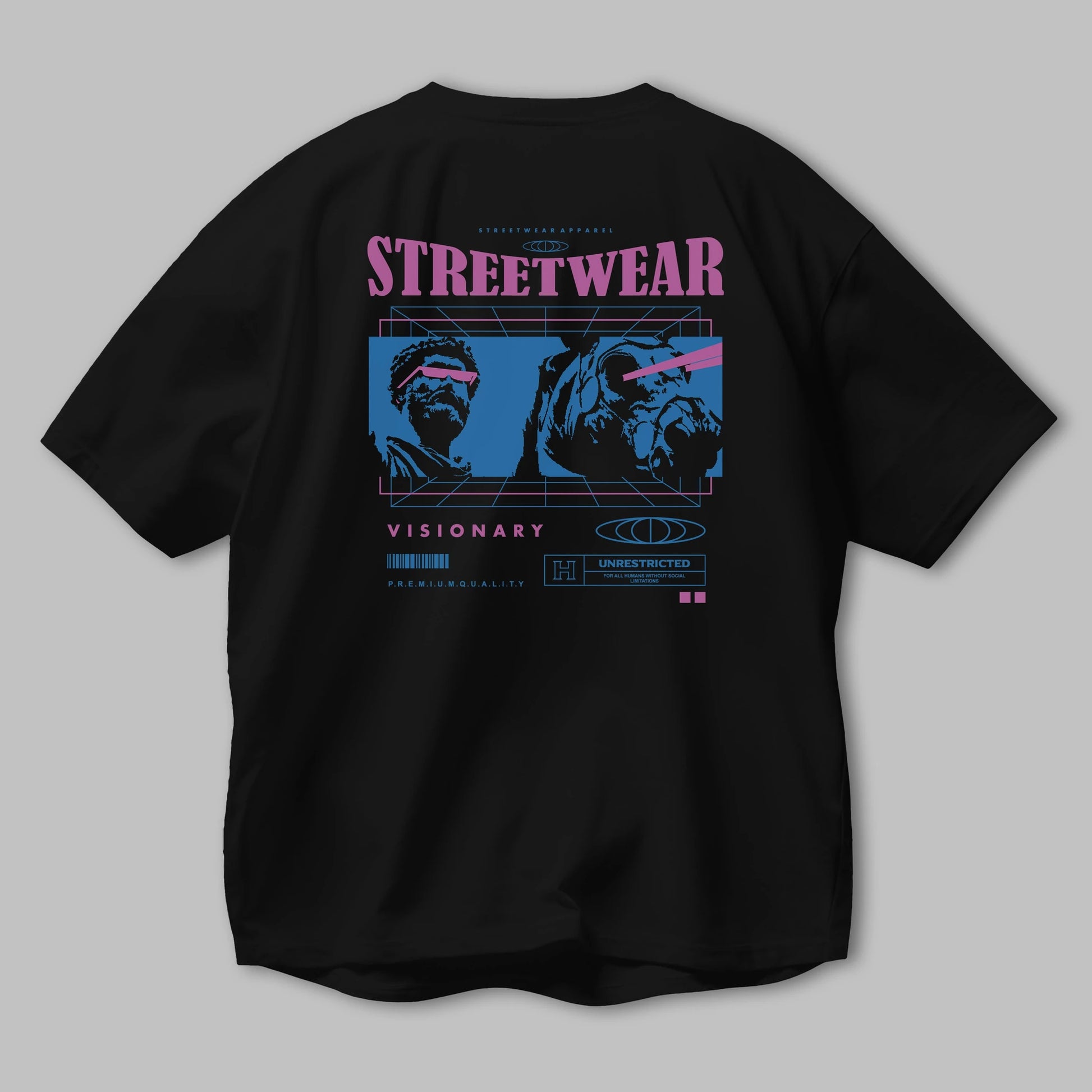 Streetwear Visionary Arka Baskılı Oversize t-shirt Erkek Kadın Unisex