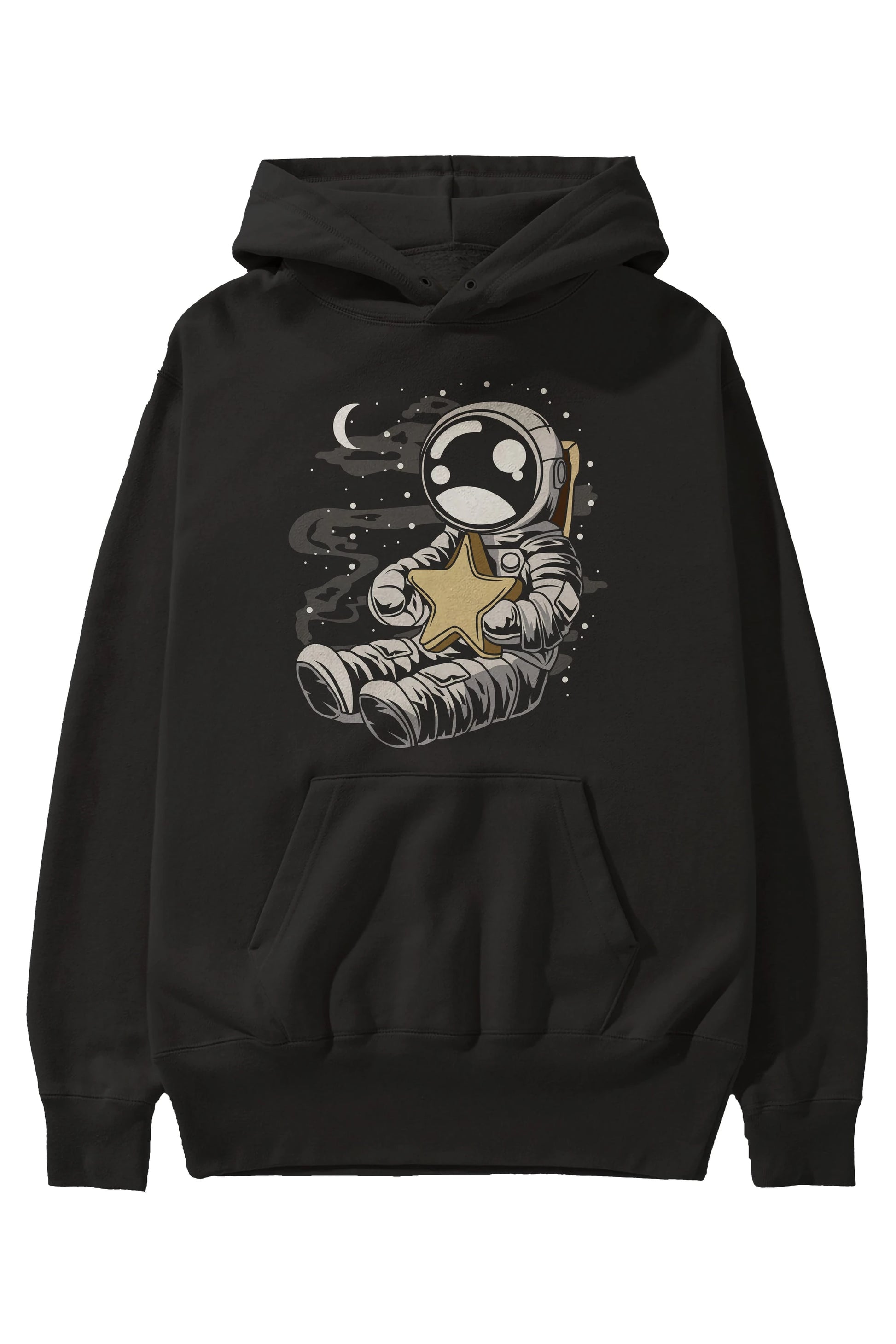 Astronaut Holding The Star Ön Baskılı Hoodie Oversize Kapüşonlu Sweatshirt Erkek Kadın Unisex