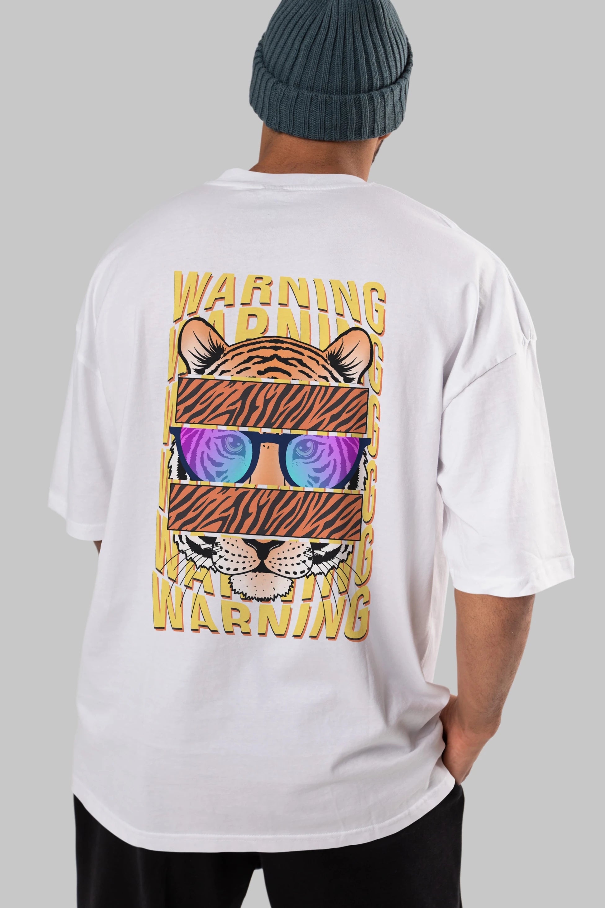 Warning Yazılı Arka Baskılı Oversize t-shirt Erkek Kadın Unisex
