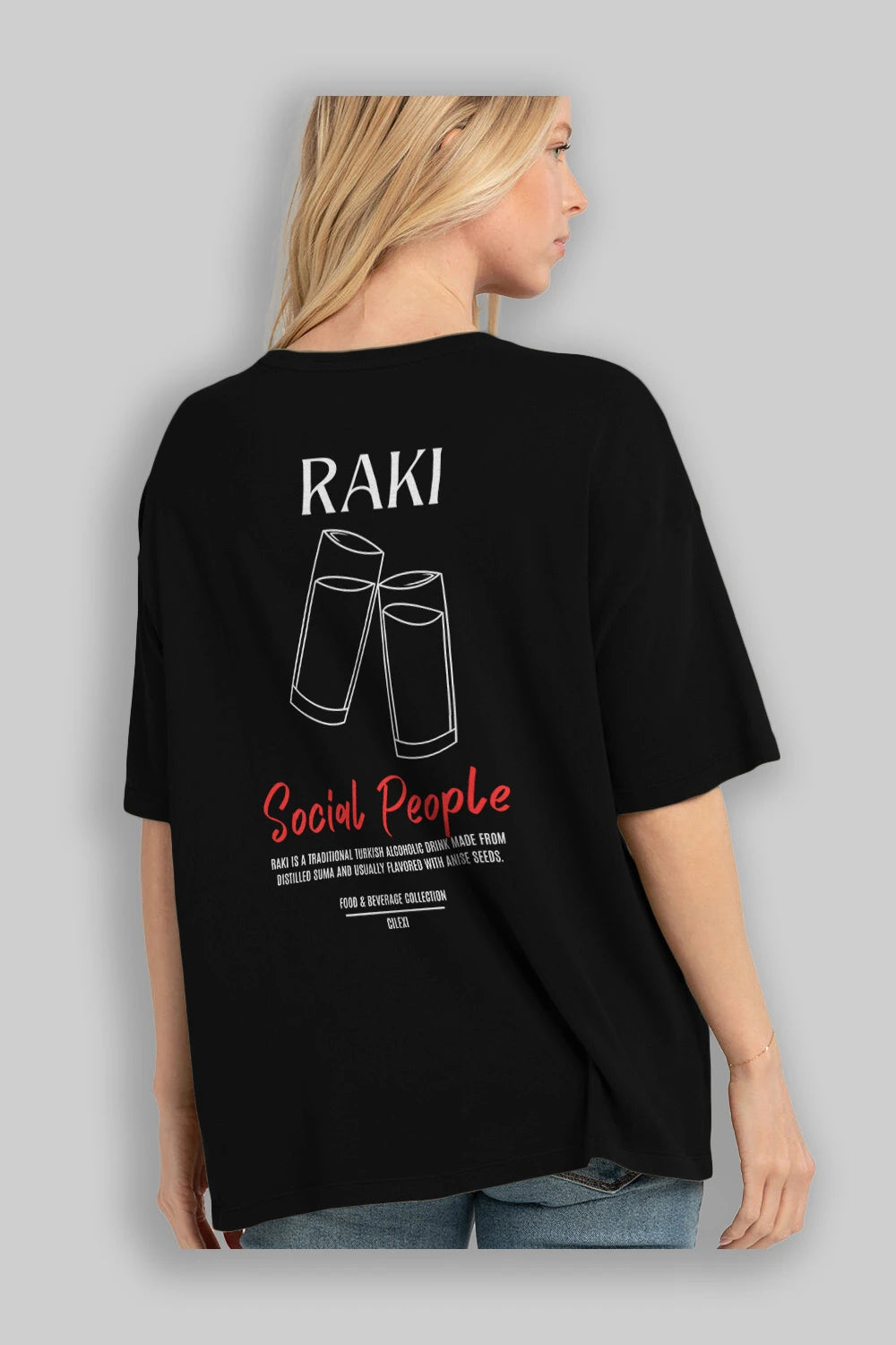 Rakı Kokteyl Serisi Baskılı Oversize t-shirt Erkek Kadın Unisex %100 Pamuk Bisiklet Yaka tişort