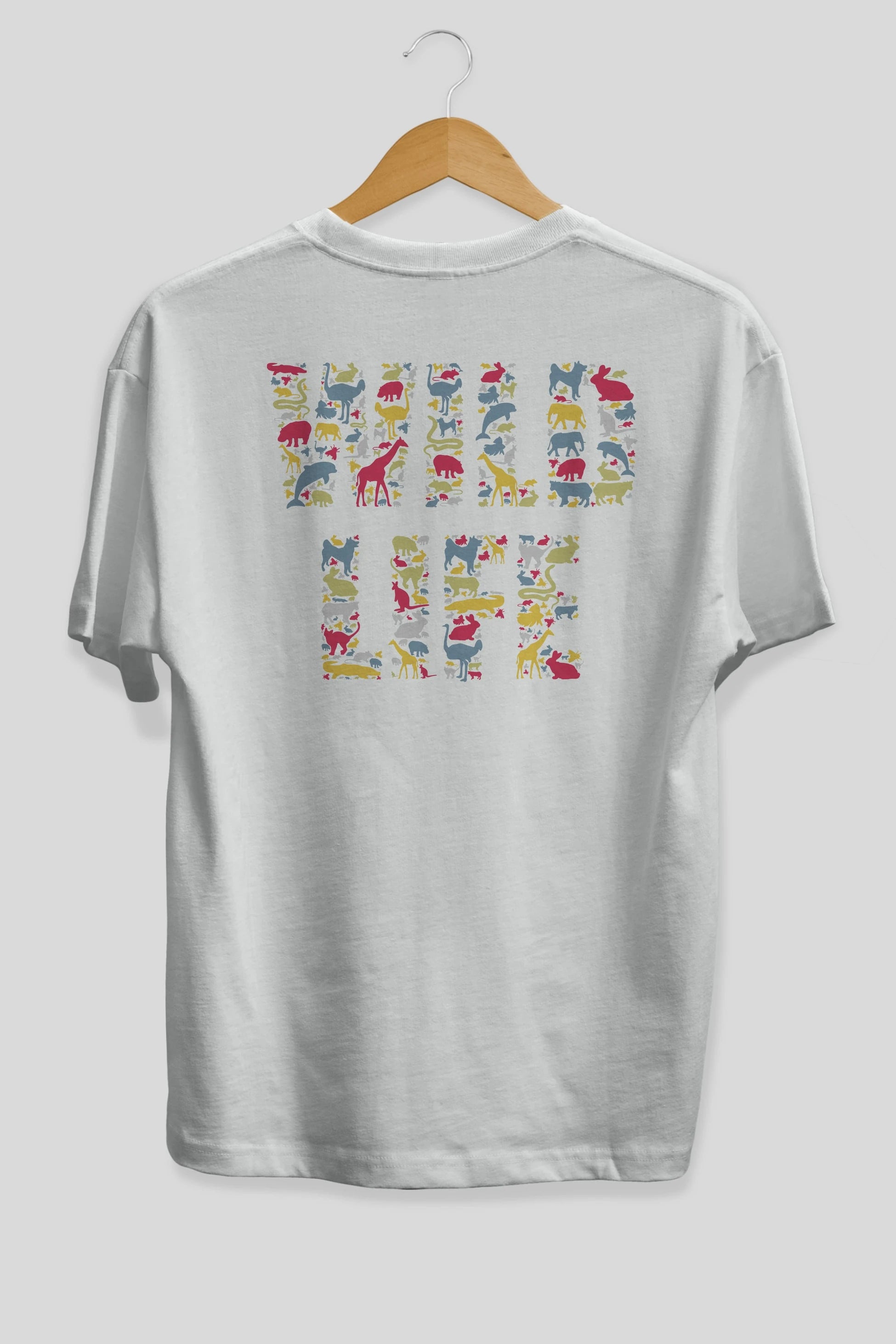 Wild Life Arka Baskılı Oversize t-shirt %100 pamuk Erkek Kadın Unisex