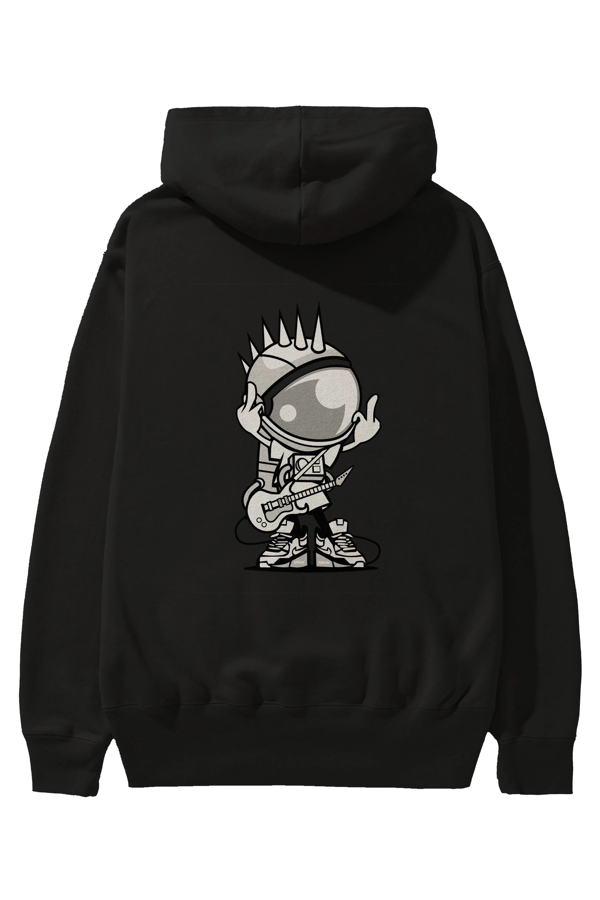 Astronaut Punk Rock Arka Baskılı Hoodie Oversize Kapüşonlu Sweatshirt Erkek Kadın Unisex