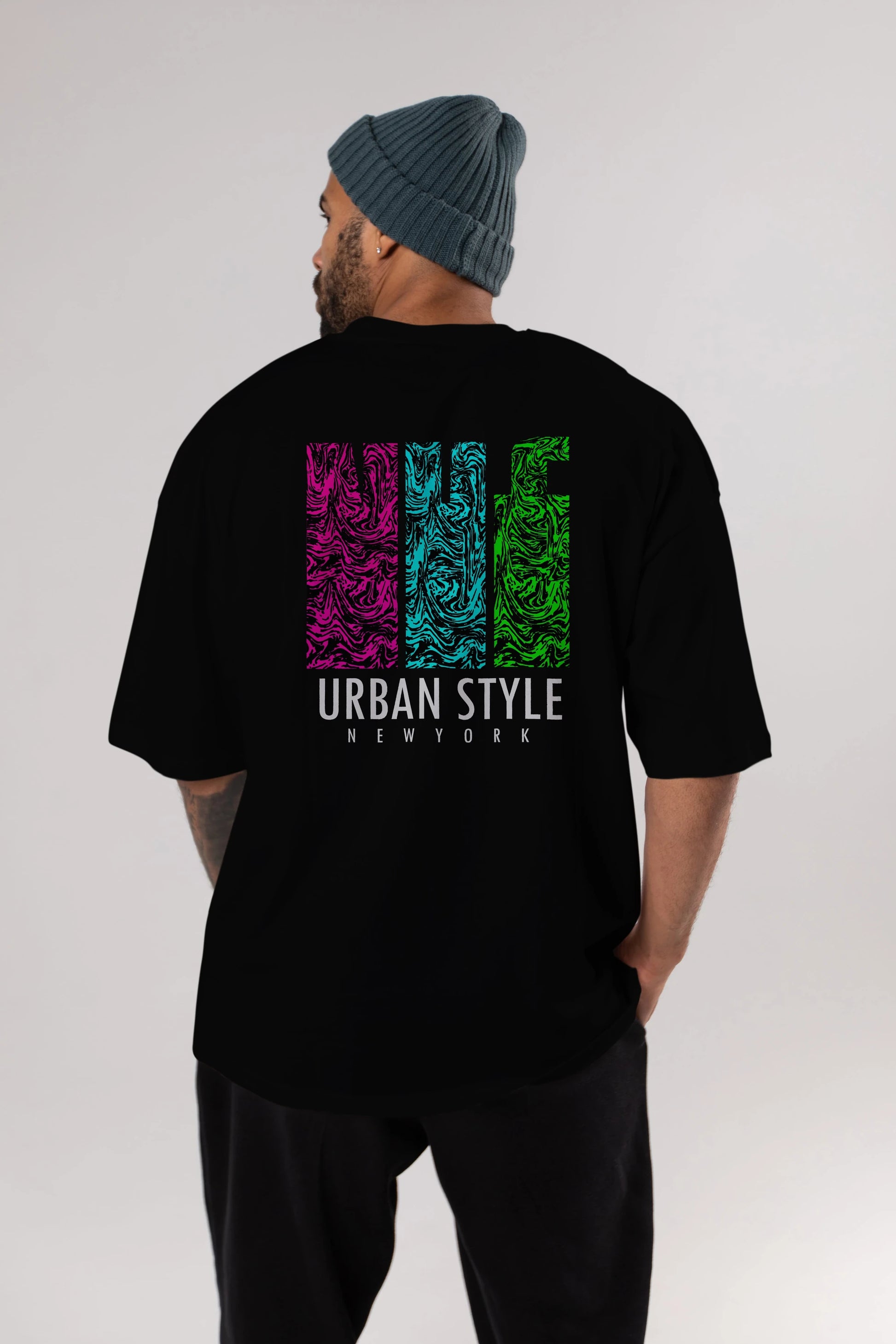 Urban Style Newyork Arka Baskılı Oversize t-shirt Erkek Kadın Unisex
