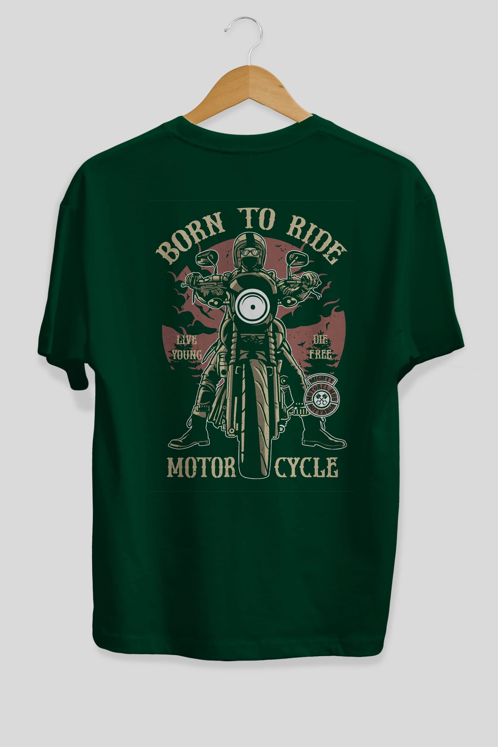 Born To Ride Arka Baskılı Oversize t-shirt Erkek Kadın Unisex %100 Pamuk