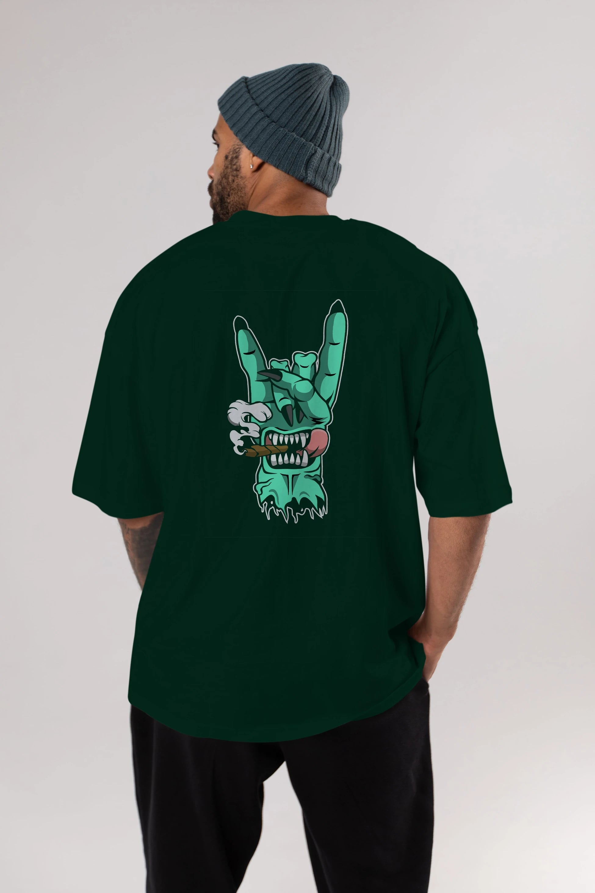 Metal Sign Arka Baskılı Oversize t-shirt Erkek Kadın Unisex %100 Pamuk tişort