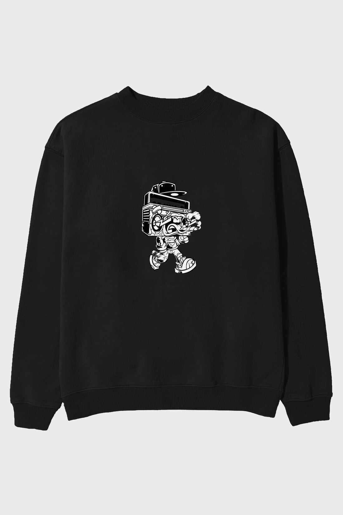 Boombox Ön Baskılı Oversize Sweatshirt Erkek Kadın Unisex