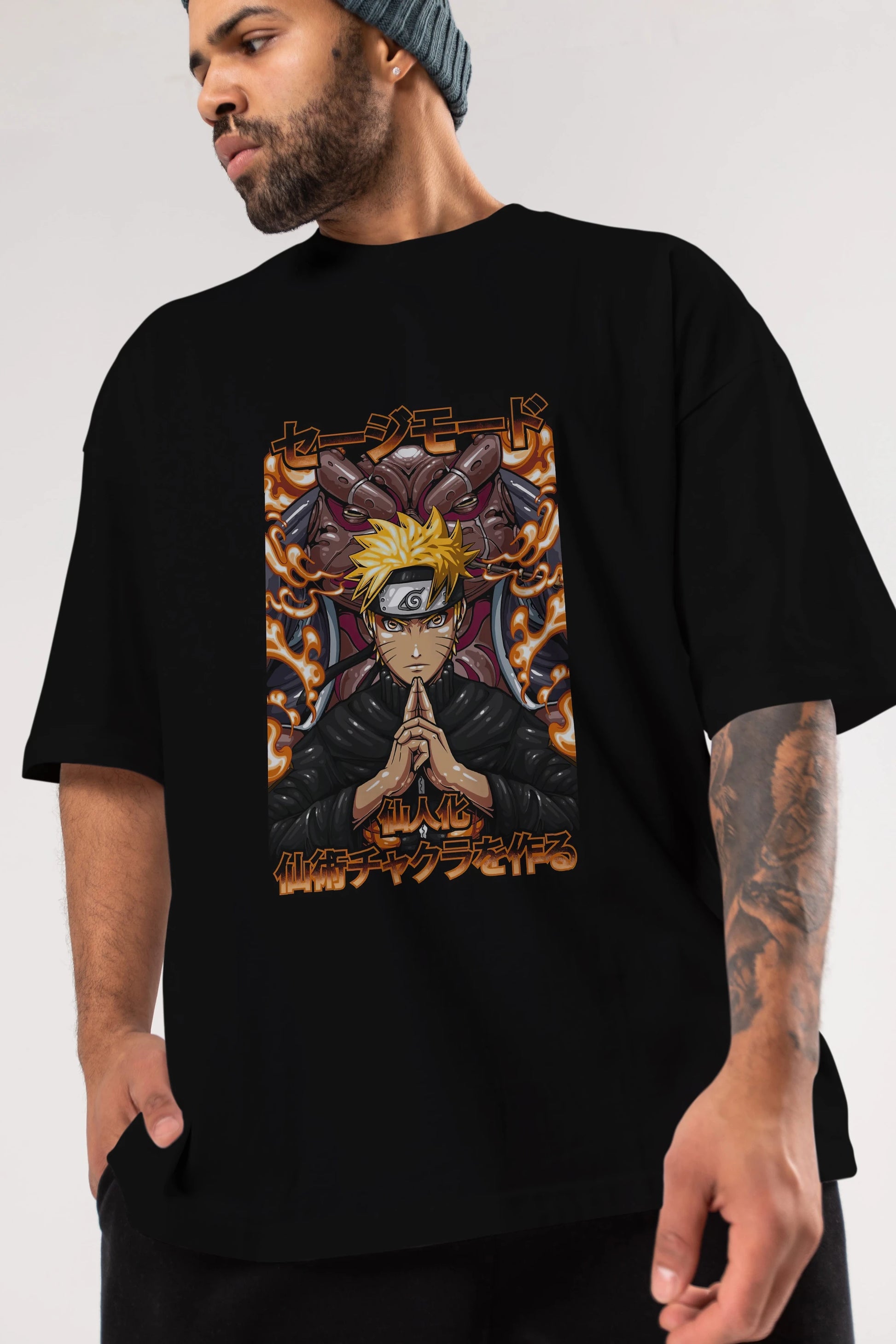 NARUTO (10) Anime Ön Baskılı Oversize t-shirt %100 pamuk Erkek Kadın Unisex