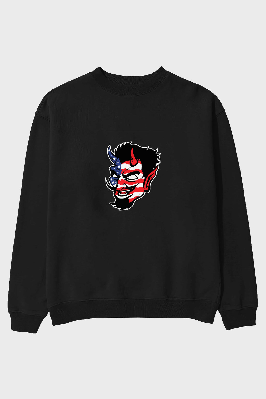 American Devil Ön Baskılı Oversize Sweatshirt Erkek Kadın Unisex